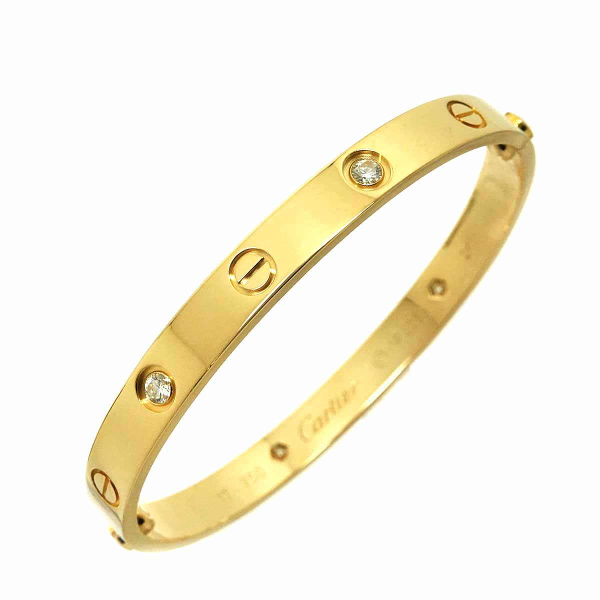 18K 750 ブレスレット Cartier ラブ ブレス #16 ハーフ ダイヤ 4P K18 PG ピンク