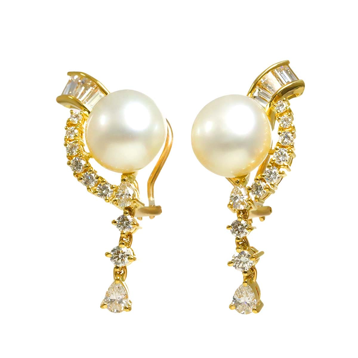 MIKIMOTO 白蝶真珠 11.7-11.5mm ダイヤ 1.16ct/1.15ct イヤリング K18 YG イエローゴールド 750 パール Earrings Clip onミキモト 90295884