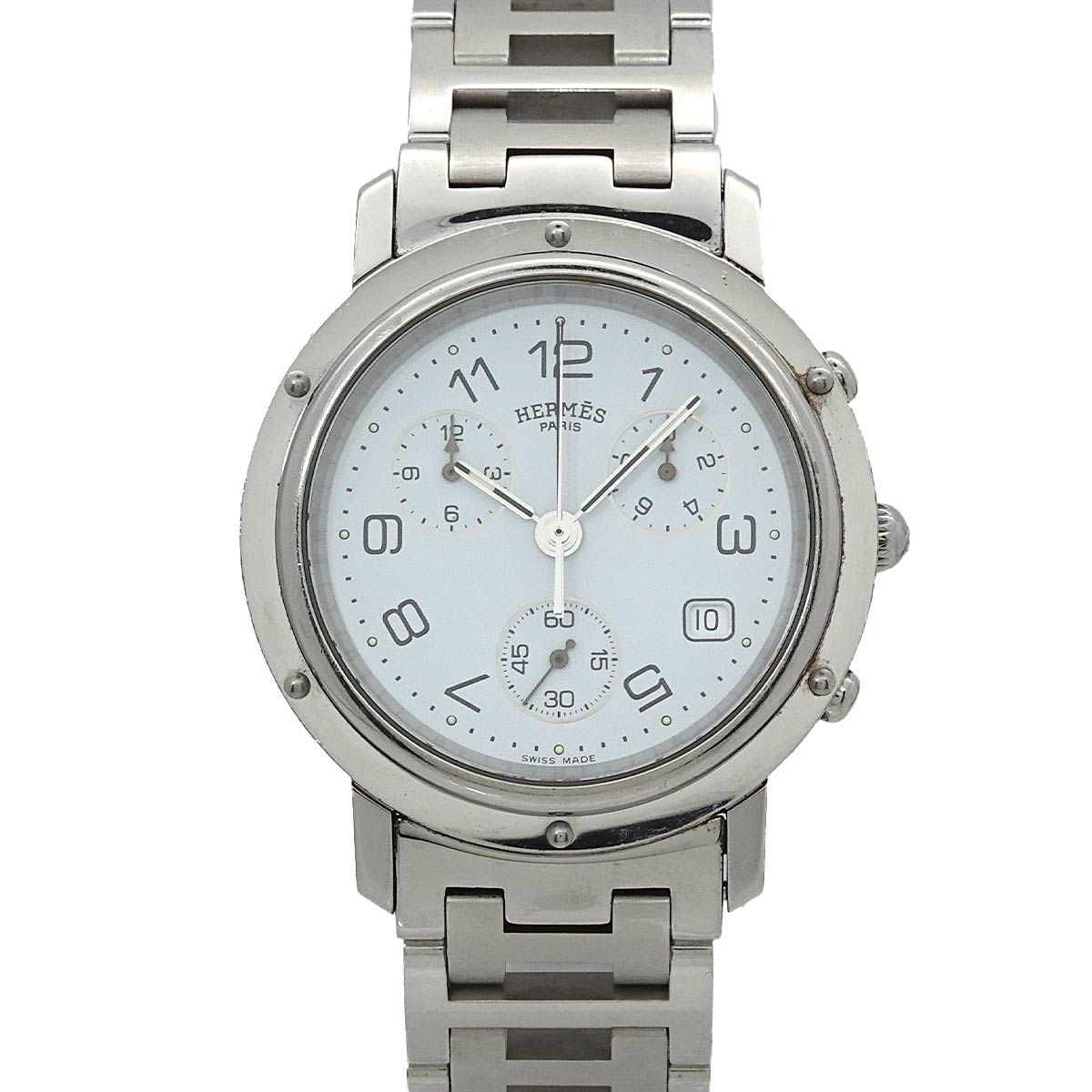 HERMES アーネ HA3 210 レディース 腕時計 デイト ホワイト