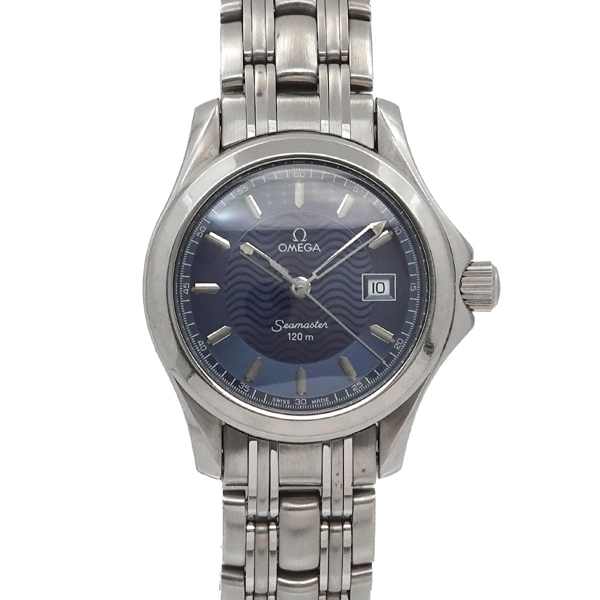 OMEGA シーマスター120 2581 81 ヴィンテージ レディース 腕時計 デイト ブルー クォーツ ウォッチ Seamaster 120 オメガ 90298407