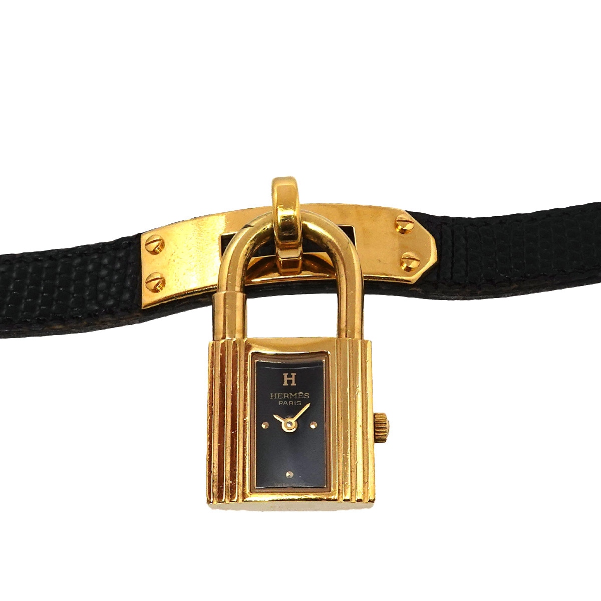 HERMES ケリーウォッチ ヴィンテージ レディース 腕時計 ブラック クォーツ ウォッチ カデナ Kelly Watch エルメス 90298412