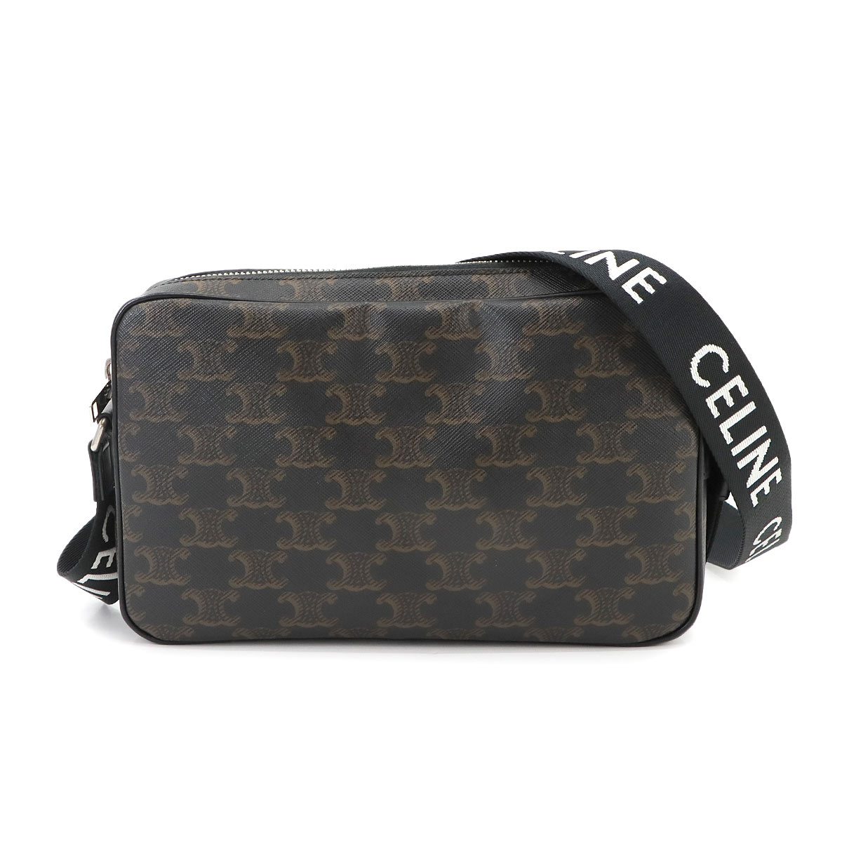 希少】セリーヌ カメラバッグ レザー×キャンバス マカダム柄 ポーチ付