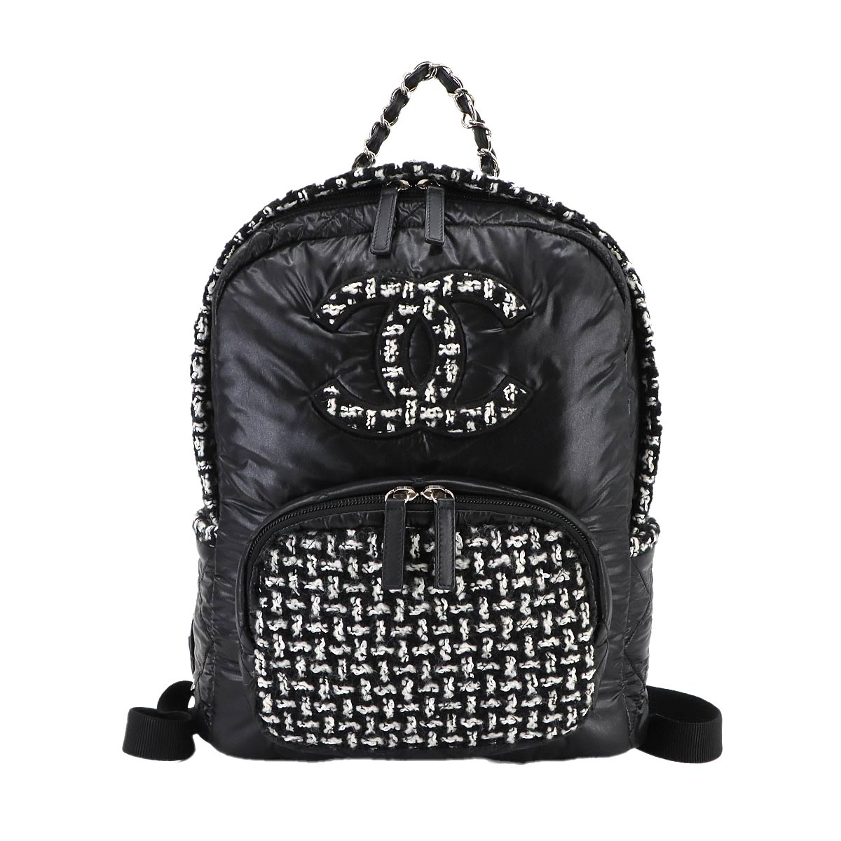 CHANEL ココ ネージュ バックパック リュックサック ナイロン ツイード ブラック ホワイト AS2109 Coco Neige Backpack シャネル 90297413