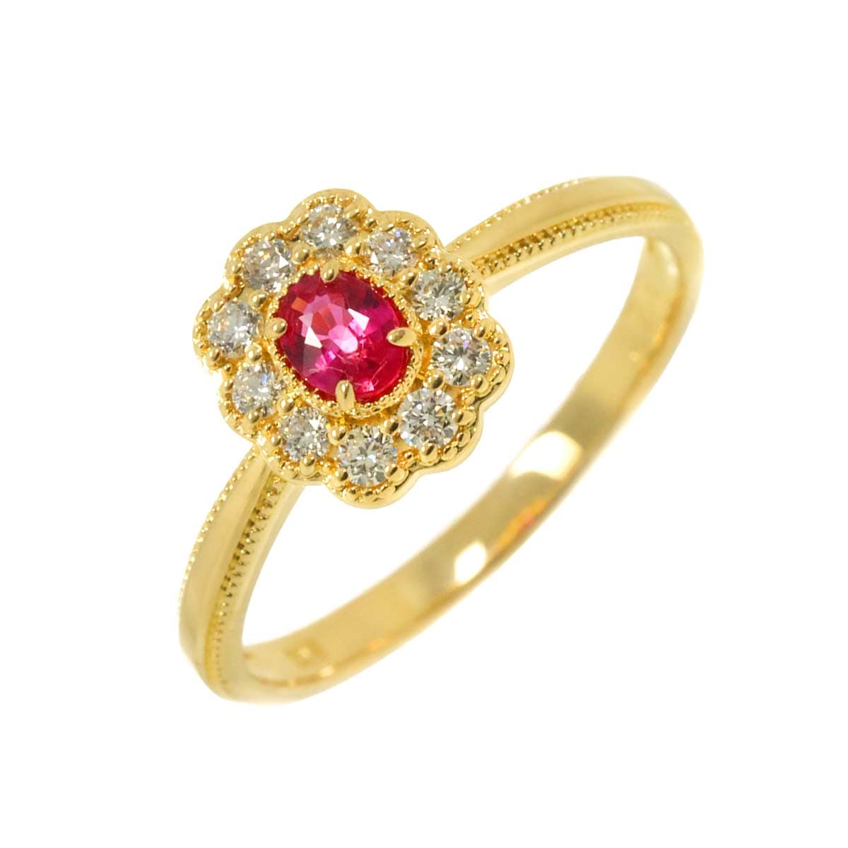 リング 11.5号 サファイヤ 0.19ct ダイヤ 0.16ct K18 YG イエローゴールド 750 指輪 Sapphire Ring 90300437