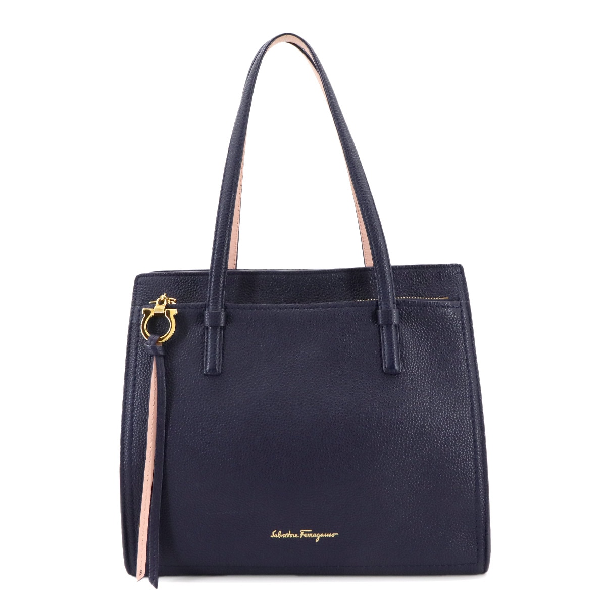 Salvatore Ferragamo エイミー トート バッグ レザー ネイビー ピンク 21F216 Amy Tote Bag サルヴァトーレ フェラガモ 90298010