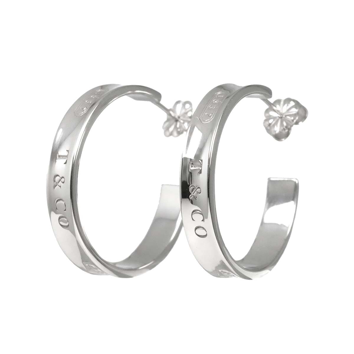 TIFFANY&CO. 1837ナロー フープ ピアス SV 925 シルバー Earrings Pierced ティファニー 90284111