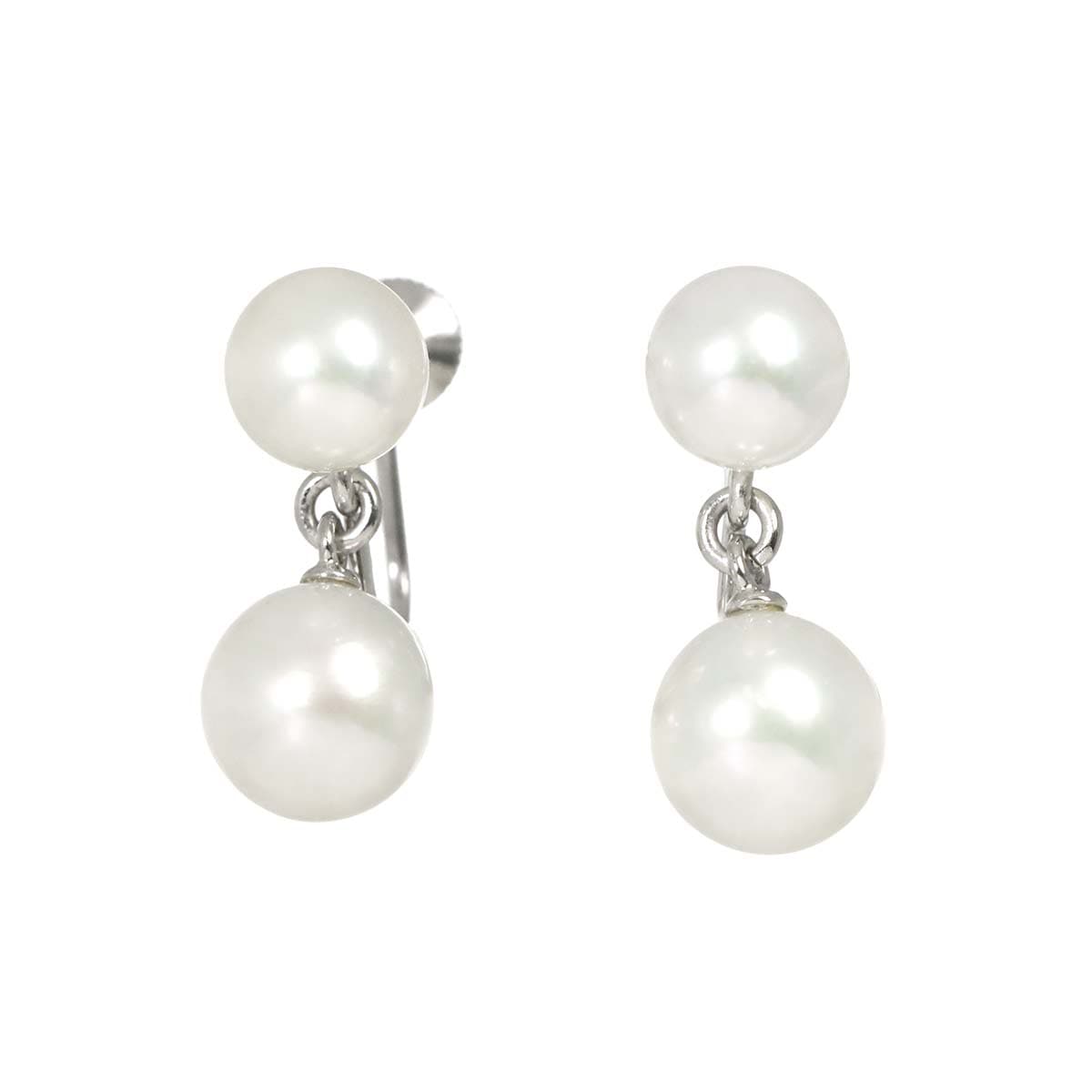 MIKIMOTO ペルリータ アコヤ真珠 7.1-6.2mm イヤリング K18 WG ホワイトゴールド 750 パール Earrings ミキモト 90292134