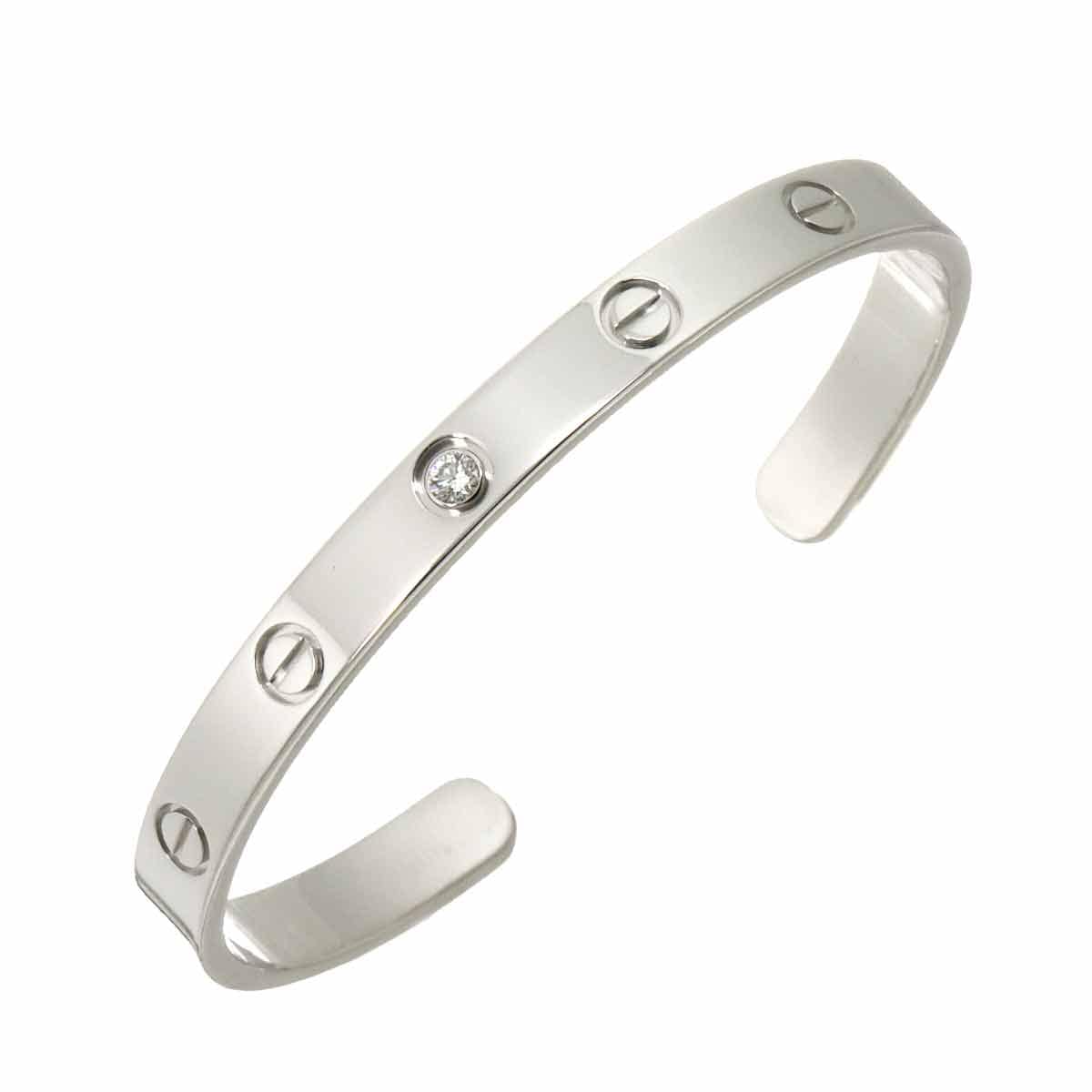 Cartier ラブ ブレス オープン ダイヤ 1P #17 K18 WG ホワイトゴールド 750 ブレスレット バングル Love Bracelet カルティエ 90293422