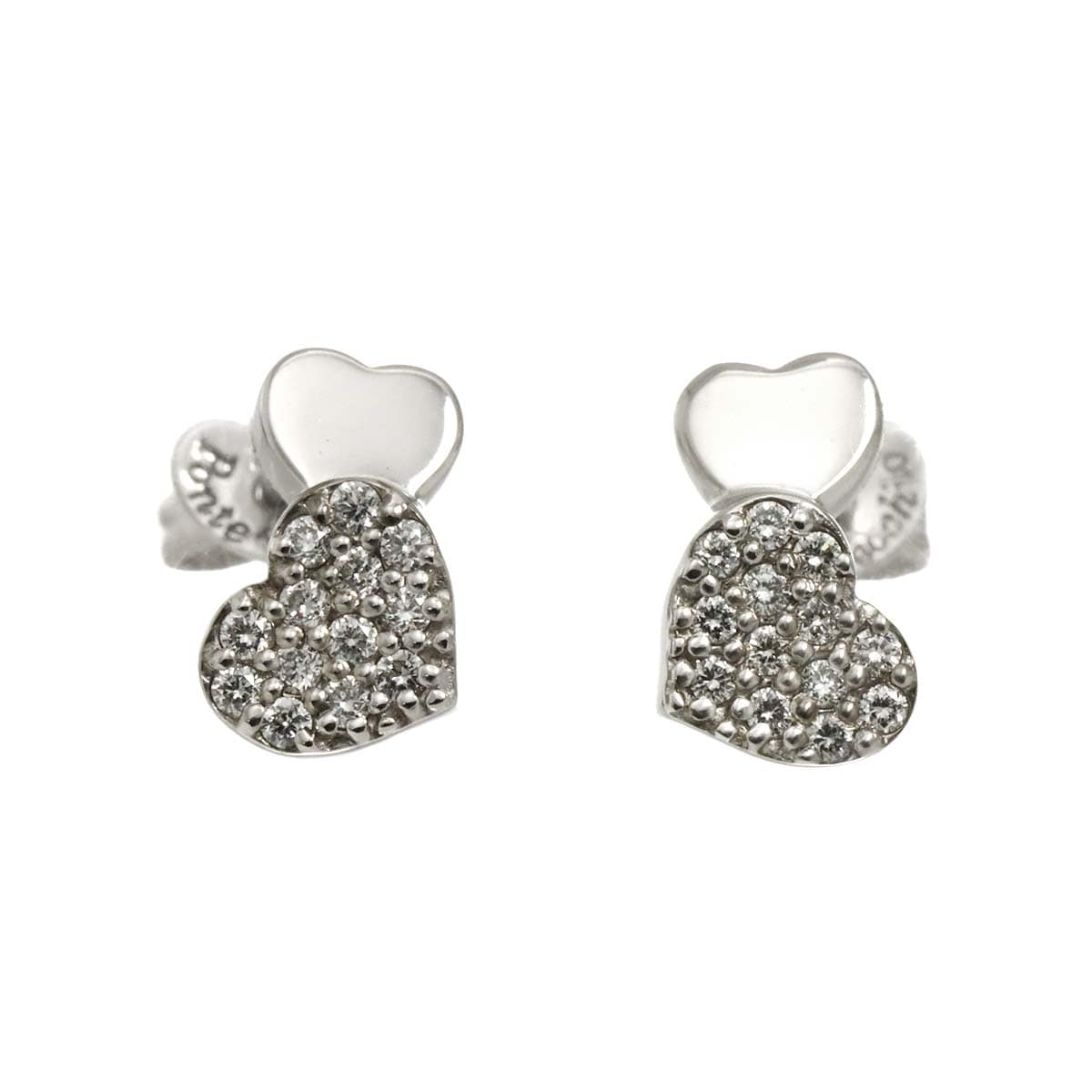 Ponte Vecchio ダイヤ 0.10/0.10ct ピアス K18 WG ホワイトゴールド 750 ハート Earrings Pierced ポンテヴェキオ 90295902