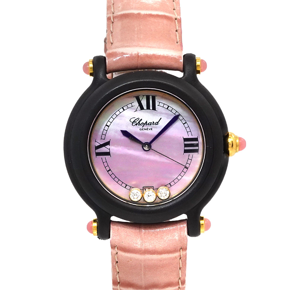Chopard ビーハッピー レディース 腕時計 9999本限定 3P ダイヤ ピンクシェル デイト クォーツ ウォッチ Be Happy ショパール 90295715