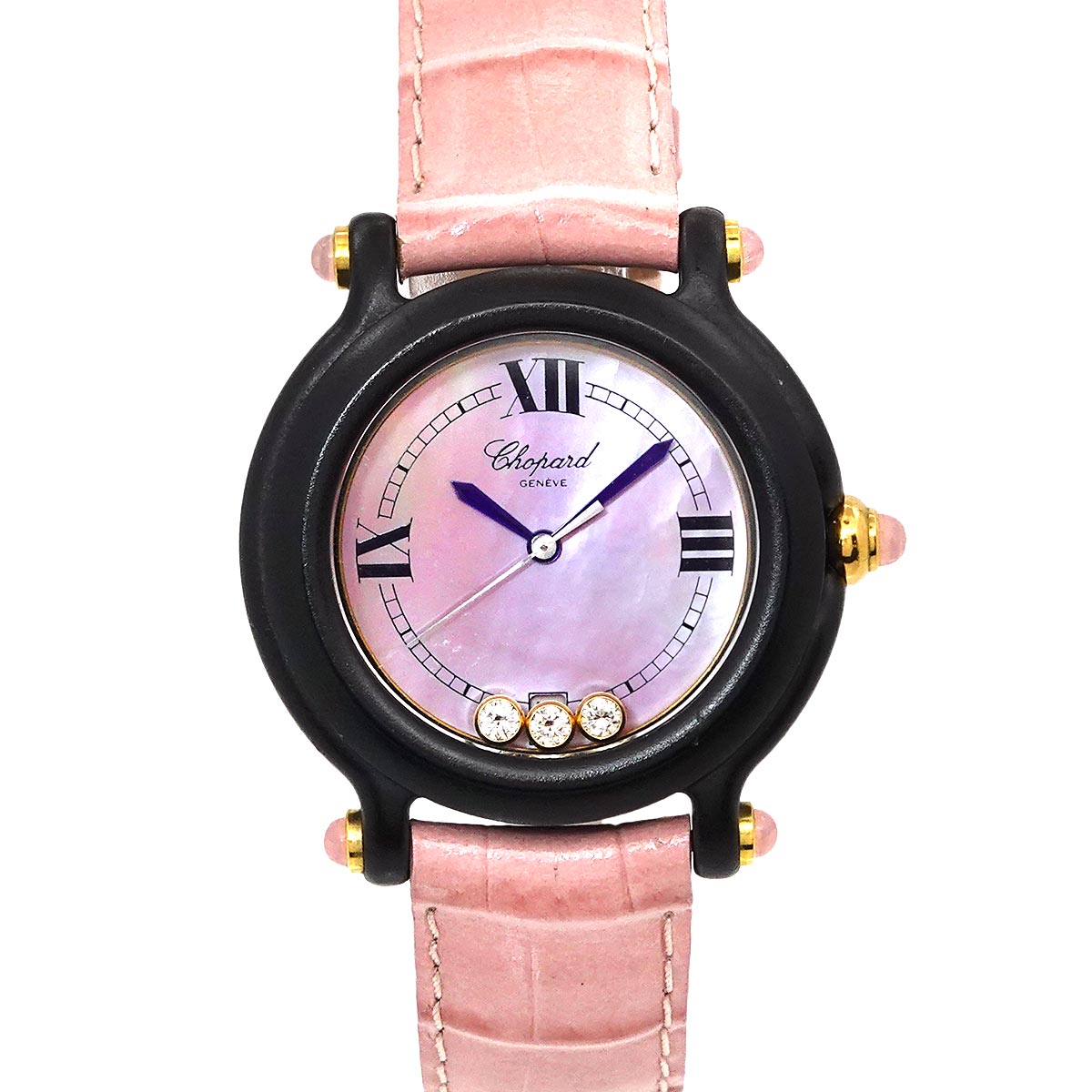 Chopard ビーハッピー レディース 腕時計 9999本限定 3P ダイヤ ピンクシェル デイト クォーツ ウォッチ Be Happy ショパール 90296337