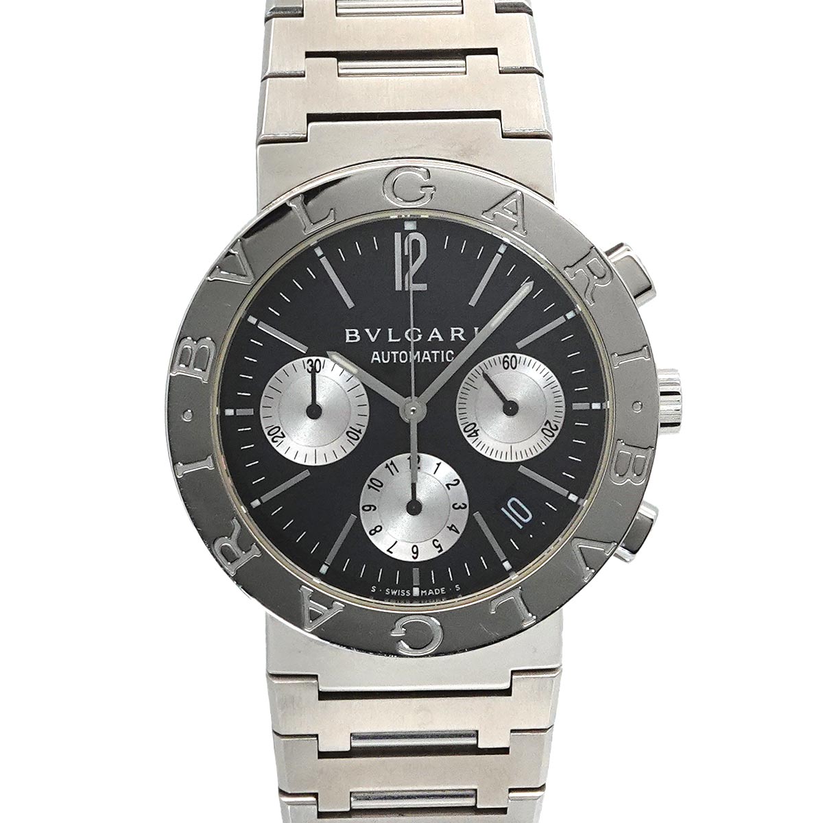 BVLGARI ブルガリブルガリ BB38SSCH クロノグラフ メンズ 腕時計 デイト ブラック オートマ 自動巻き ウォッチ ブルガリ 90300083