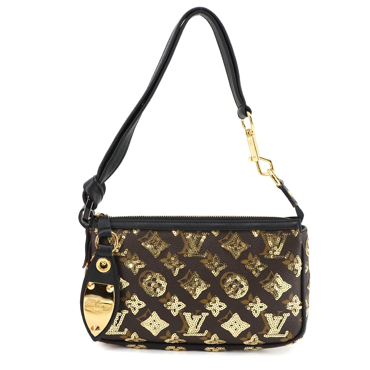 LOUIS VUITTON モノグラム エクリプス ポシェット アクセソワール ハンド バッグ ブラウン スパンコール M40248 Pochette Accessoires ルイ ヴィトン 90296779