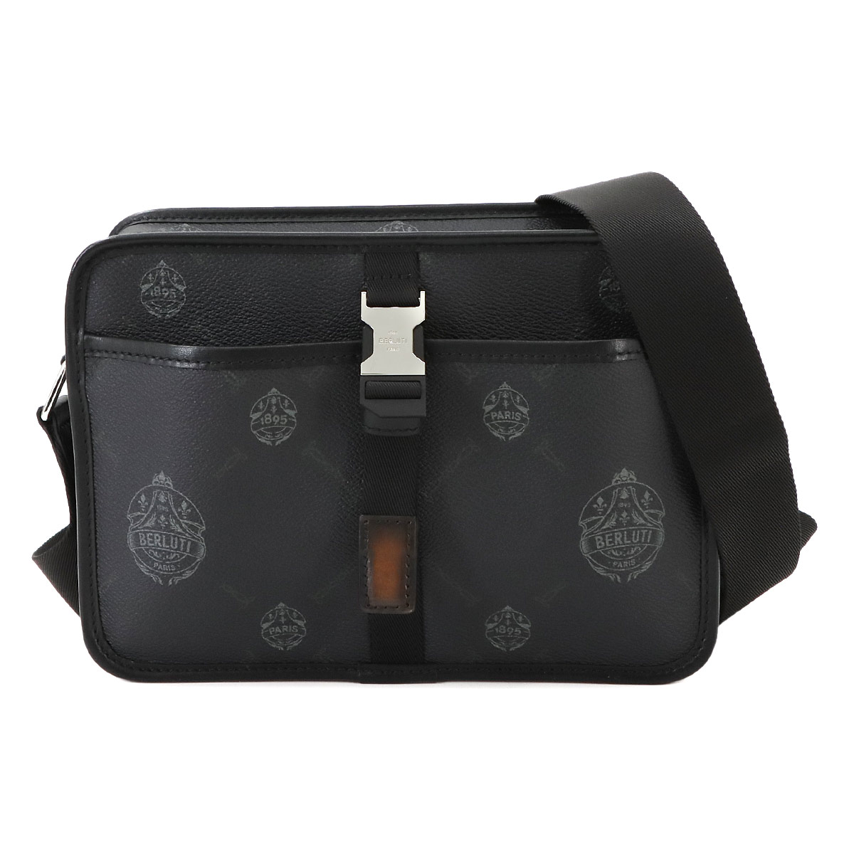 Berluti クルーザー ショルダー バッグ PVC レザー ブラック シルバー 金具 Cruiser Shoulder Bag ベルルッティ 90271033