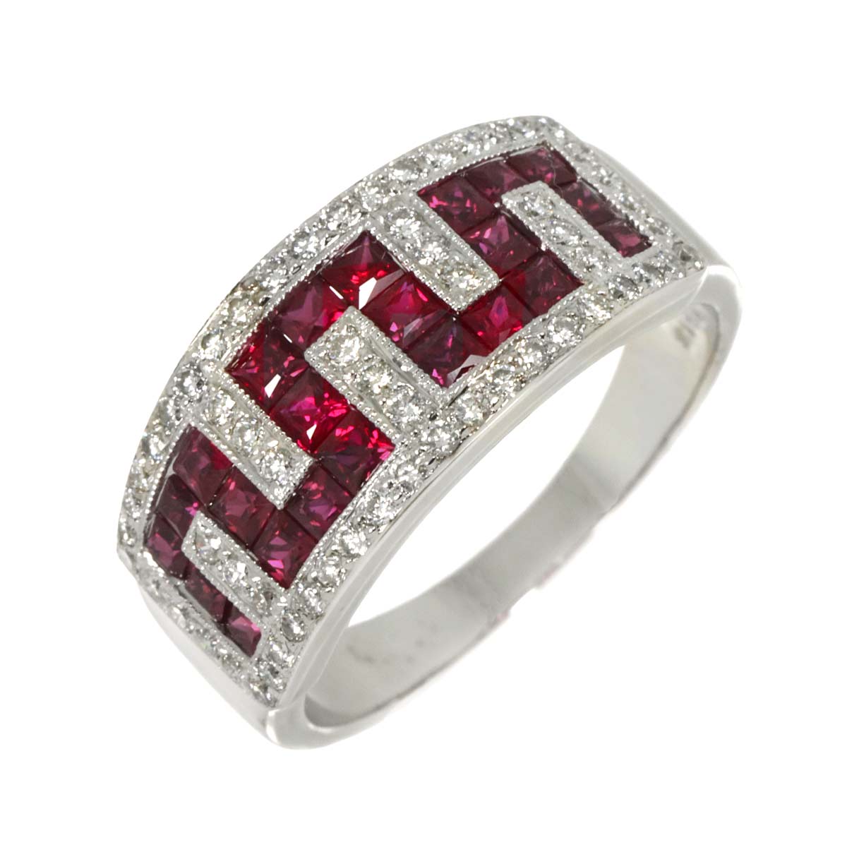 リング 19号 ルビー 1.64ct ダイヤ 0.48ct K18 WG ホワイトゴールド 750 指輪 Ruby Ring 90298240