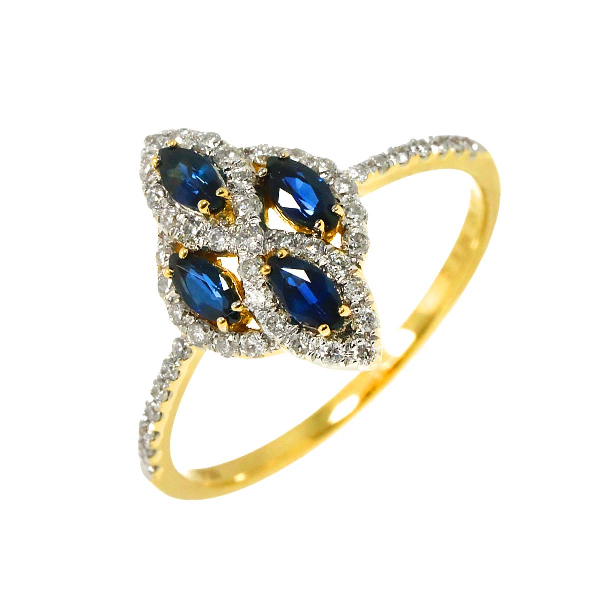 リング 13号 サファイヤ 0.44ct ダイヤ 0.26ct K18 YG イエローゴールド 750 指輪 Sapphire Ring 90298603