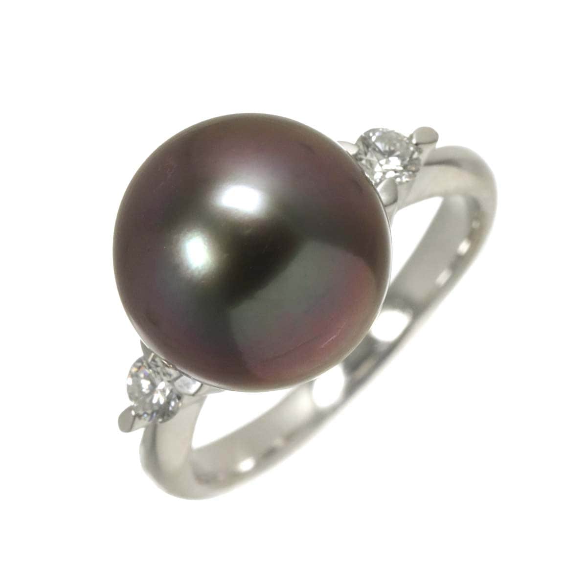 リング 16号 黒蝶真珠 12.5mm ダイヤ 0.25ct Pt プラチナ パール 指輪 Black Pearl Ring 90299518