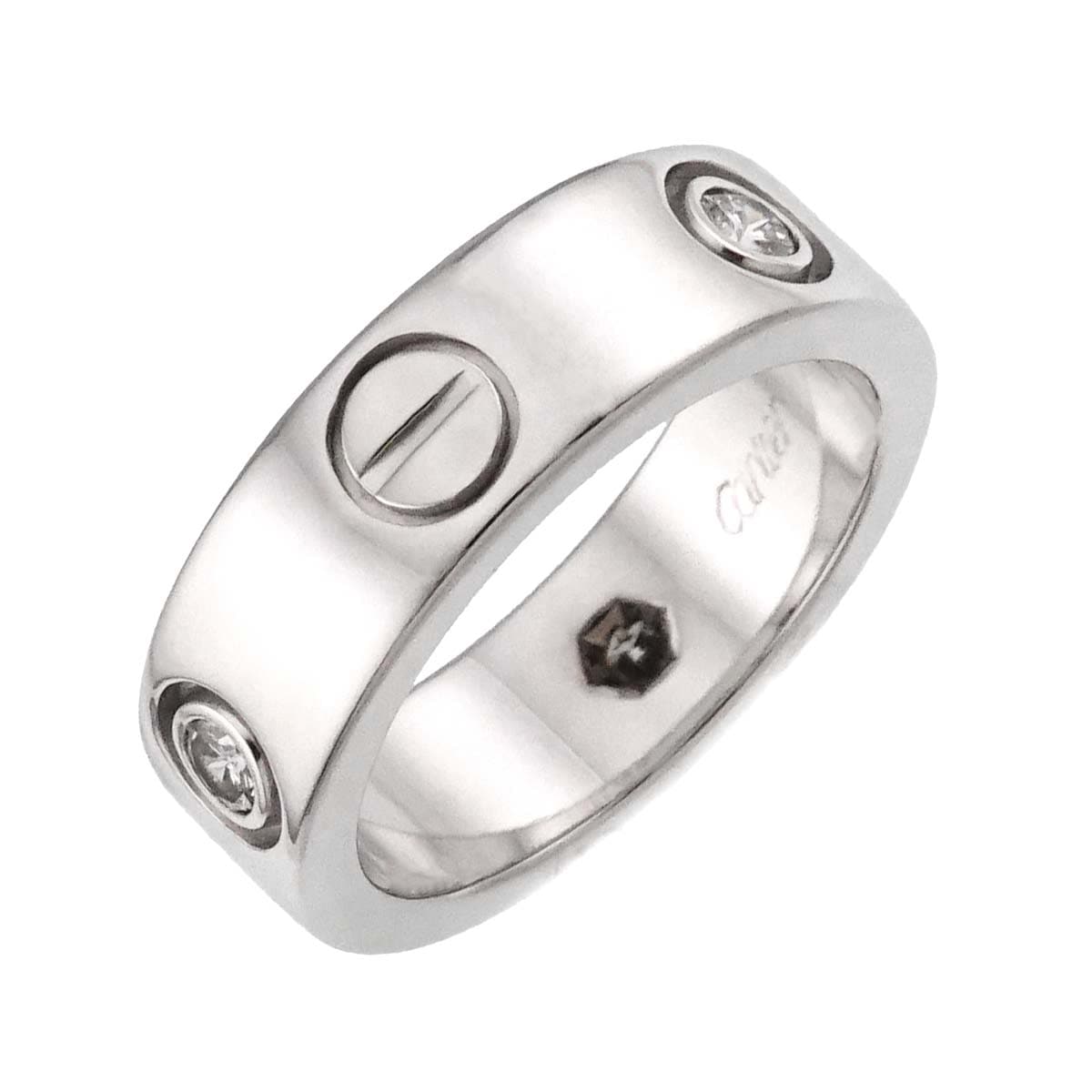 Cartier ラブ #47 リング ハーフ ダイヤ 3P K18 WG ホワイトゴールド 750 指輪 Love Ring カルティエ 90298243