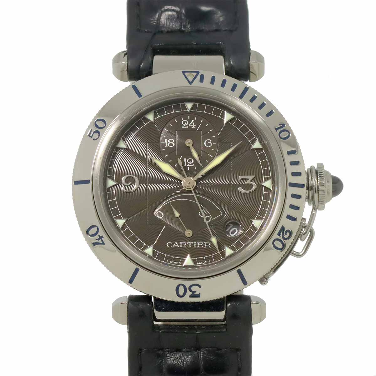 Cartier パシャ ドゥ カルティエ GMT 38mm W3105055 パワーリザーブ メンズ 腕時計 デイト グレー 自動巻き ウォッチ Pasha カルティエ 90293979