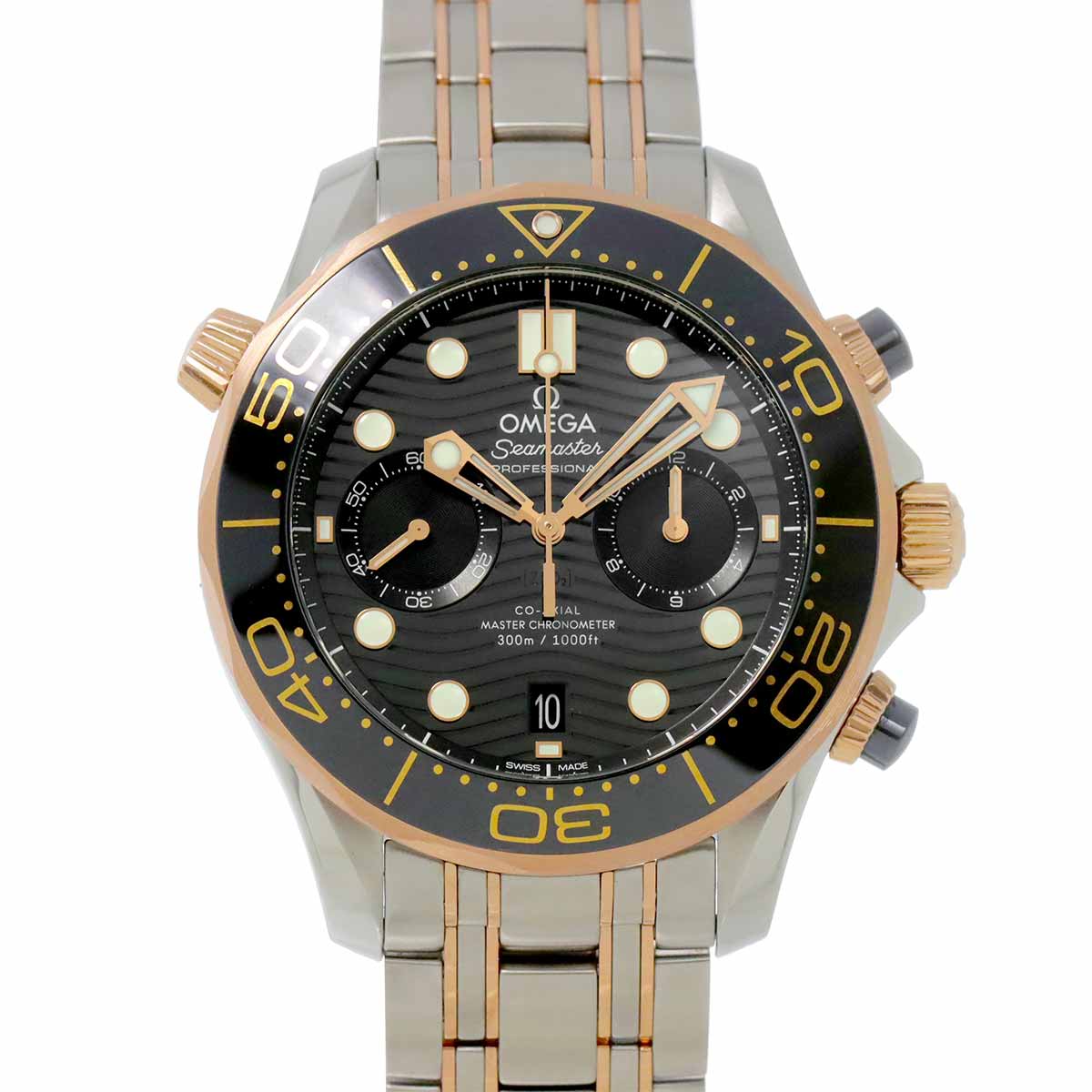 OMEGA シーマスター 300m コーアクシャル マスタークロノメーター クロノグラフ コンビ 210 20 44 51 01 001 メンズ 腕時計 ブラック K18PG Seamaster オメガ 90295560