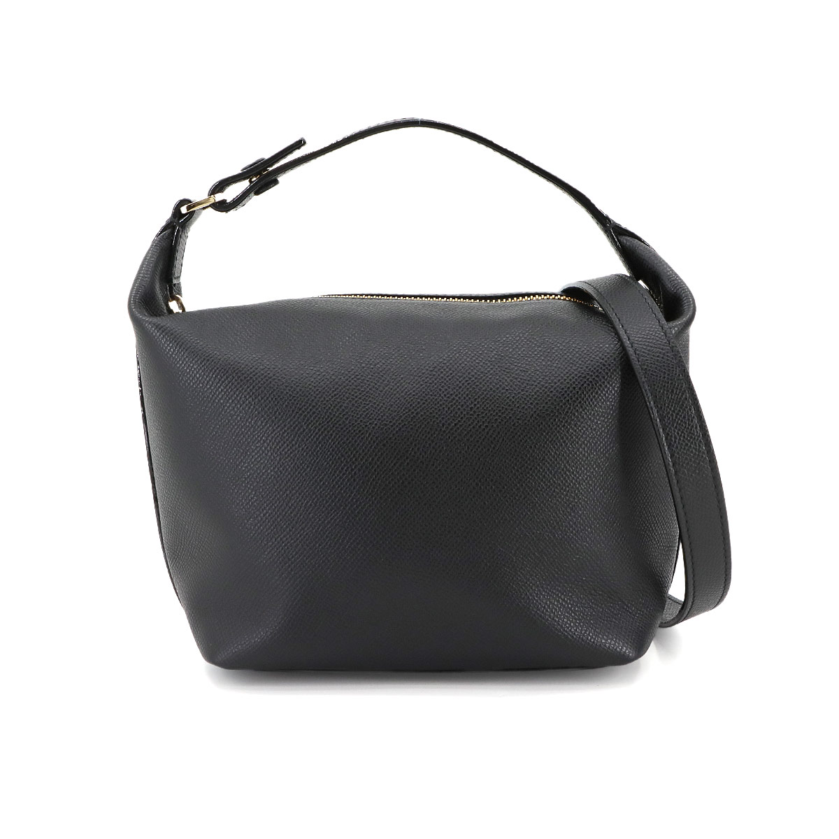 Valextra モチバッグ 2way ハンド ショルダー バッグ レザー ブラック ゴールド 金具 Mochi Bag ヴァレクストラ 90299372