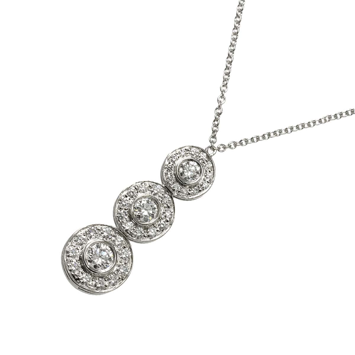 TIFFANY&Co. サークレット トリプル ドロップ ダイヤ ネックレス 40cm Pt プラチナ Circlet Necklace ティファニー 90297379