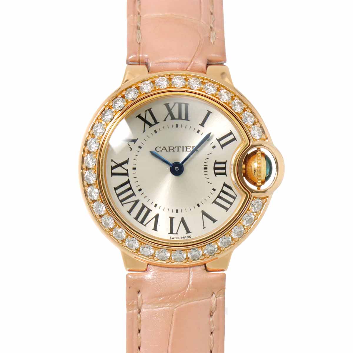 Cartier バロンブルー 28mm WE900251 レディース 腕時計 ベゼル ダイヤ シルバー K18PG ピンクゴールド クォーツ ウォッチ Ballon Bleu カルティエ 90293108