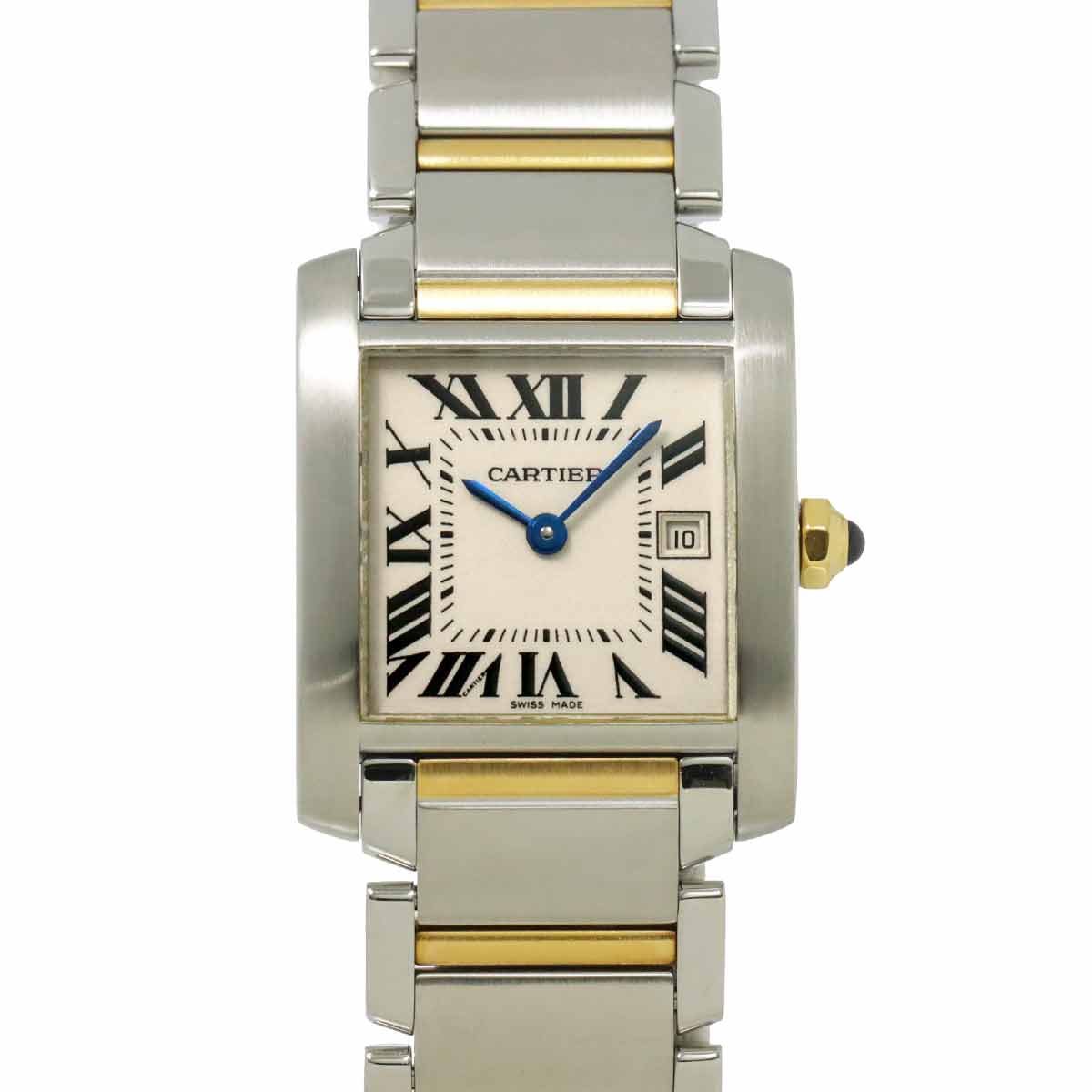 Cartier タンクフランセーズMM コンビ W51012Q4 ボーイズ 腕時計 アイボリー K18YG イエローゴールド クォーツ ウォッチ カルティエ 90294370