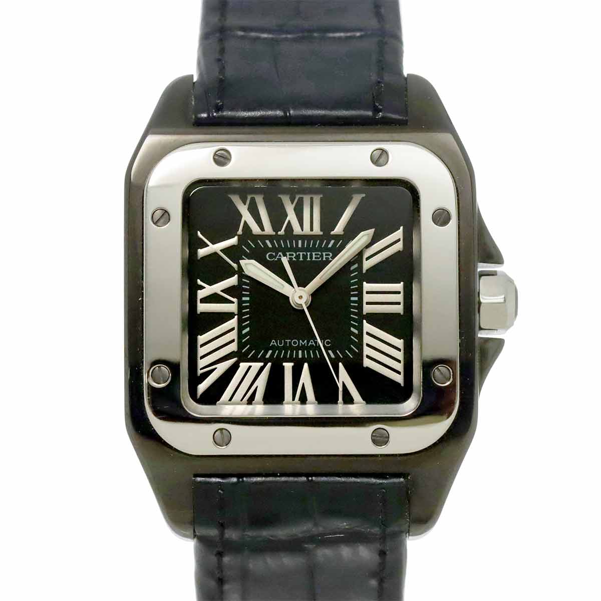Cartier サントス100 MM W2020008 ボーイズ 腕時計 ブラック オートマ 自動巻き ウォッチ Santos 100 カルティエ 90296172