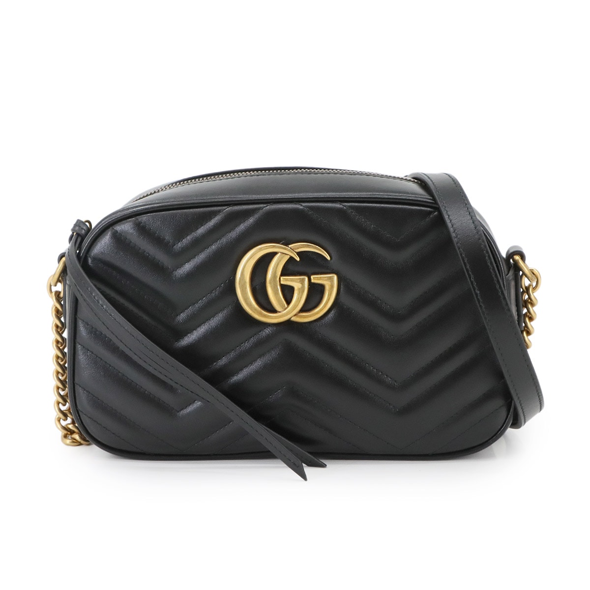 GUCCI GG マーモント チェーン ショルダー バッグ レザー ブラック 447632 GG Marmont Bag グッチ 90297989