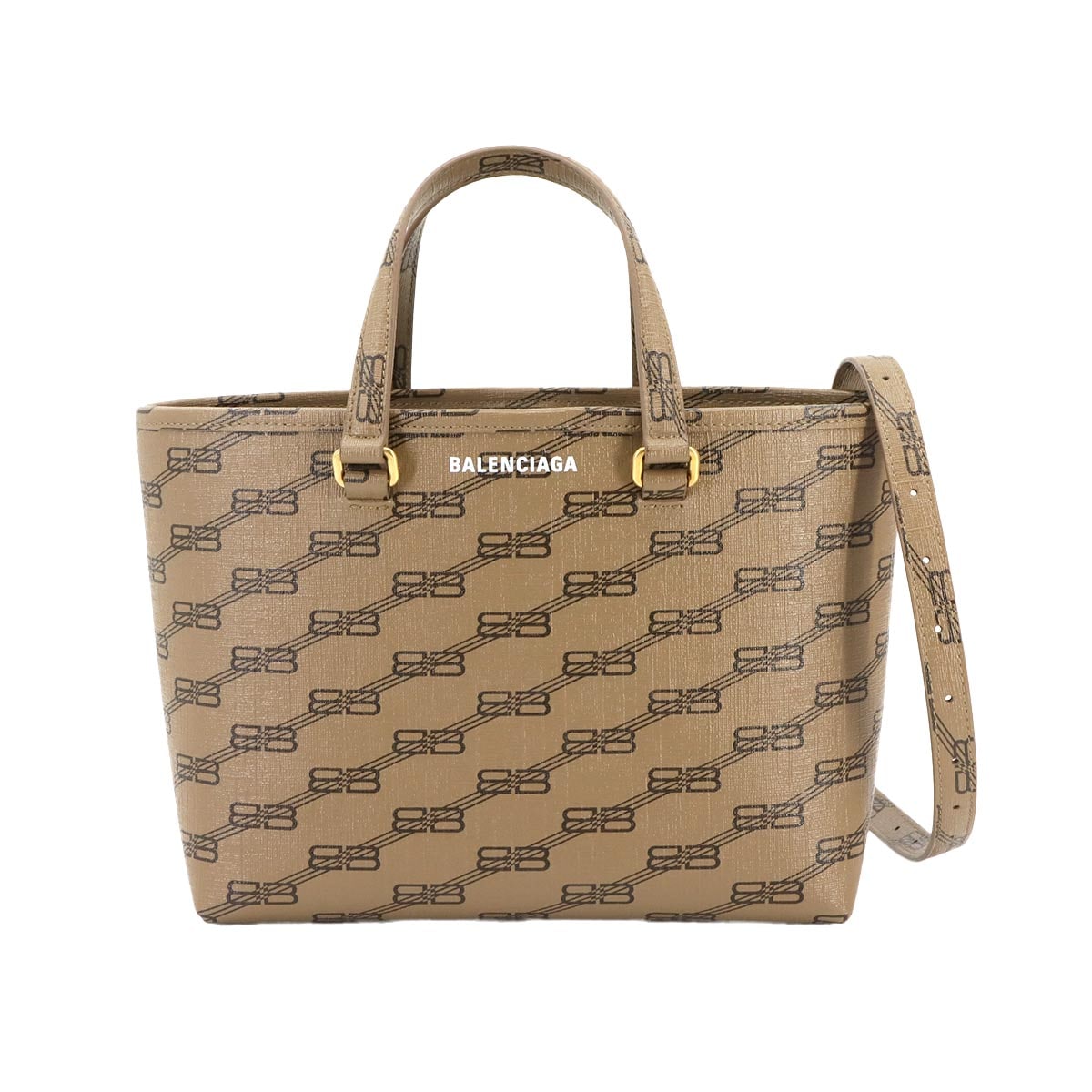 BALENCIAGA BBモノグラム 2way ハンド ショルダー バッグ PVC ブラウン 702699 Hand Shoulder Bag バレンシアガ 90299221