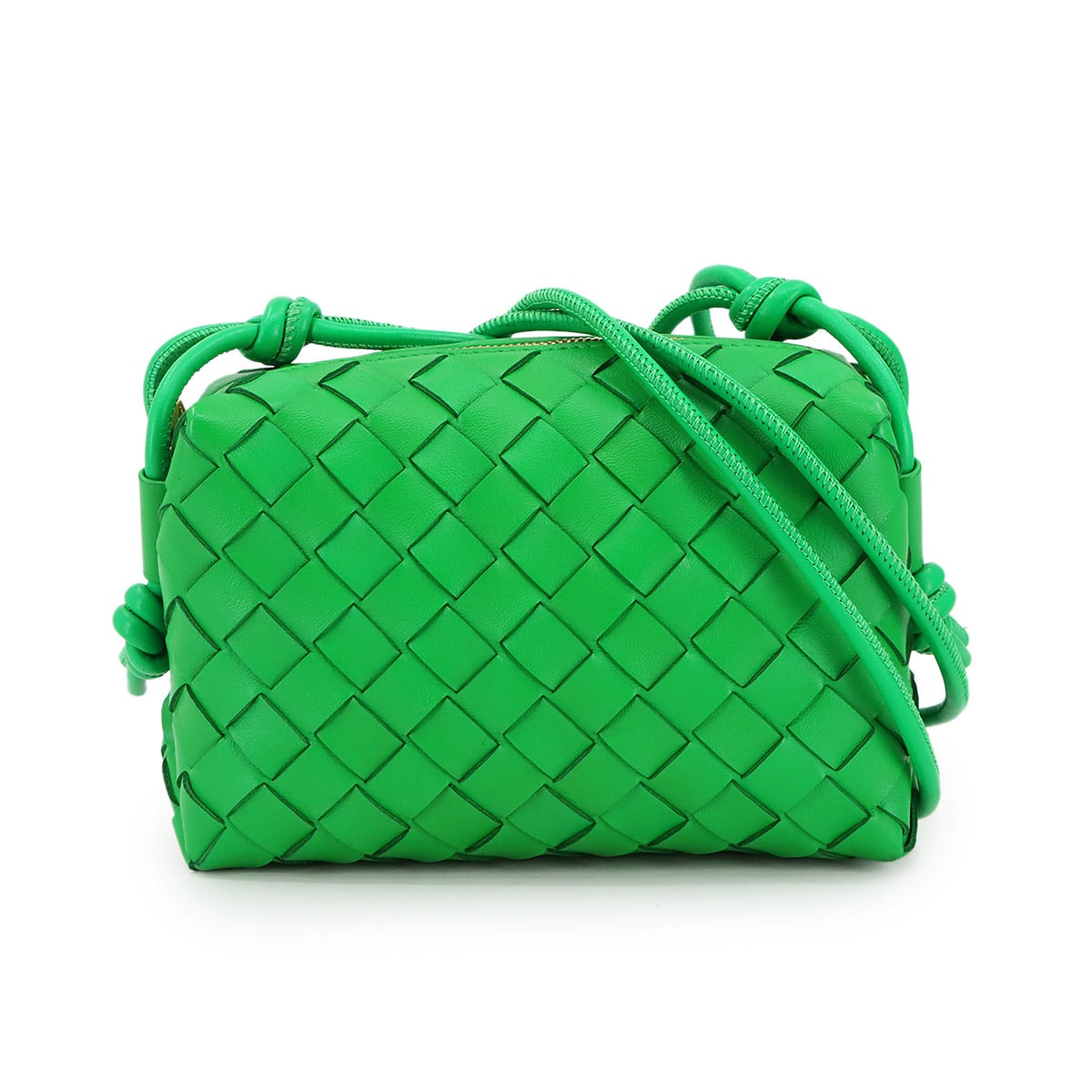 BOTTEGA VENETA イントレチャート ミニループ カメラバッグ ショルダー バッグ レザー グリーン 680254 Casette Bag ボッテガ ヴェネタ 90299227