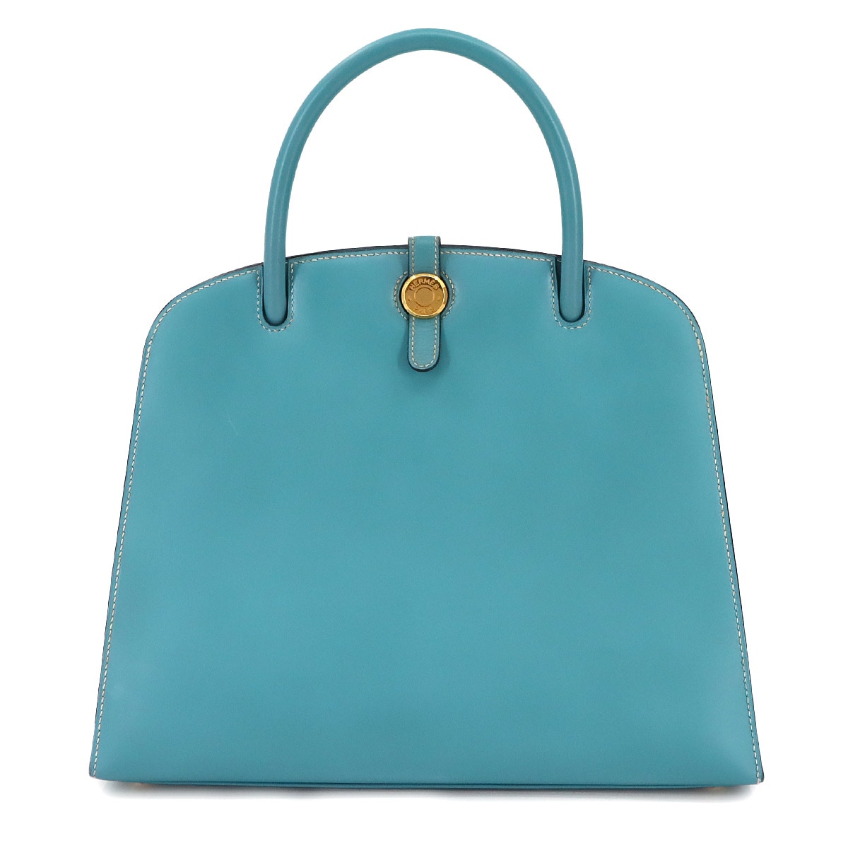 HERMES ダルヴィ MM 30 ハンド バッグ ボックスカーフ ブルージーン □B刻印 1998年製 ヴィンテージ ゴールド 金具 Dalvy MM エルメス 90299399