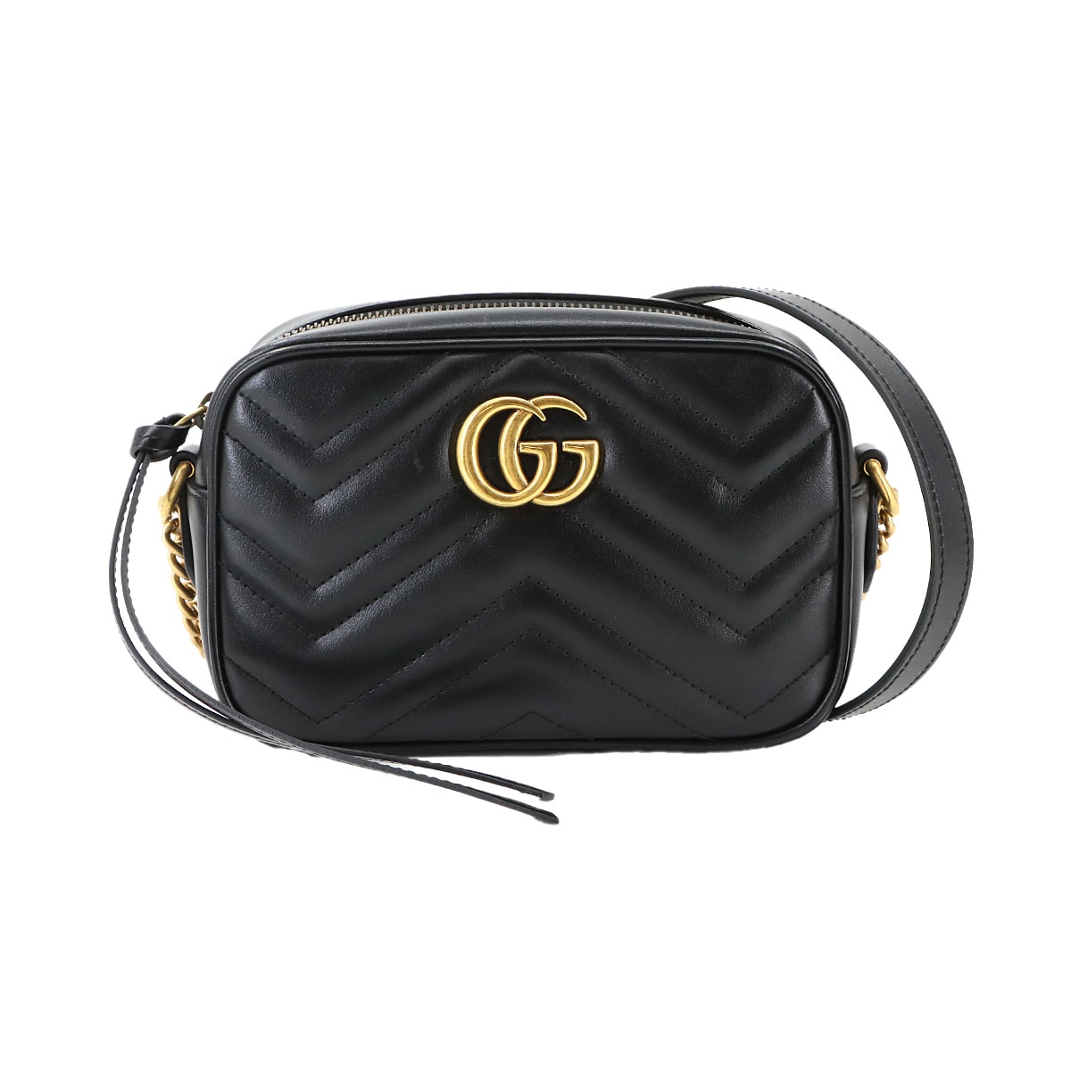 GUCCI GGマーモント キルティング ミニ チェーン ショルダー バッグ レザー ブラック 448065 GG Marmont Quilting Mini Bag グッチ 90299409