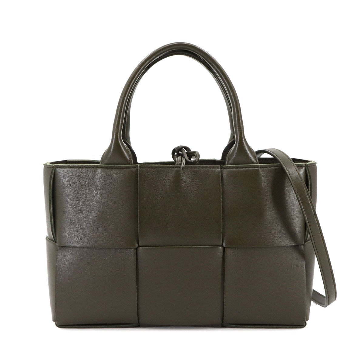 BOTTEGA VENETA イントレチャート ミニ ザ アルコ 2way ハンド ショルダー バッグ レザー カーキ Intrecciato Mini Arco ボッテガ ヴェネタ 90299493