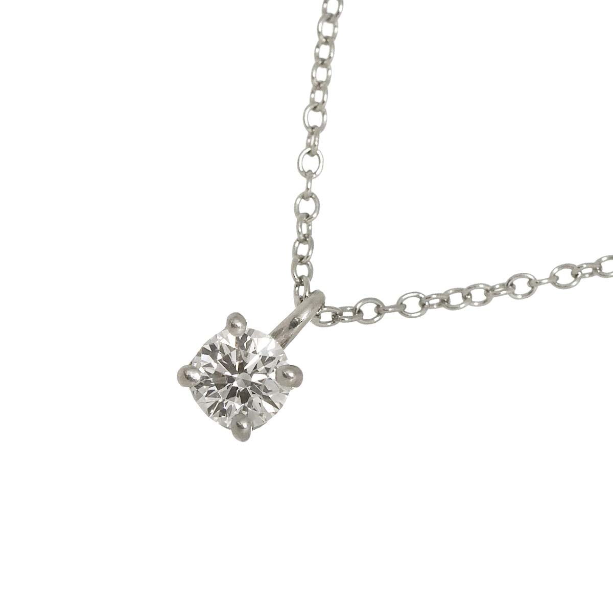 TIFFANY&CO. ソリティア ダイヤ ネックレス 44cm Pt プラチナ Diamond Necklace ティファニー 90292223
