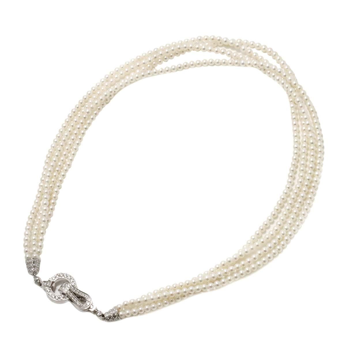 Cartier アグラフ 淡水真珠 ダイヤ ネックレス 42cm K18 WG ホワイトゴールド 750 パール Necklace【証明書付き】カルティエ 90295165