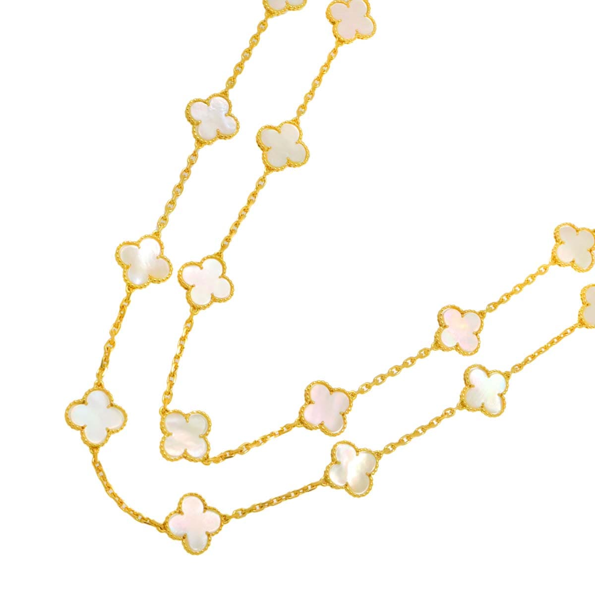 Van Cleef & Arpels ヴィンテージ アルハンブラ 20P シェル ロング ネックレス 85cm K18 YG 750 VCA Vintage Alhambra ヴァンクリーフ & アーペル 90296930