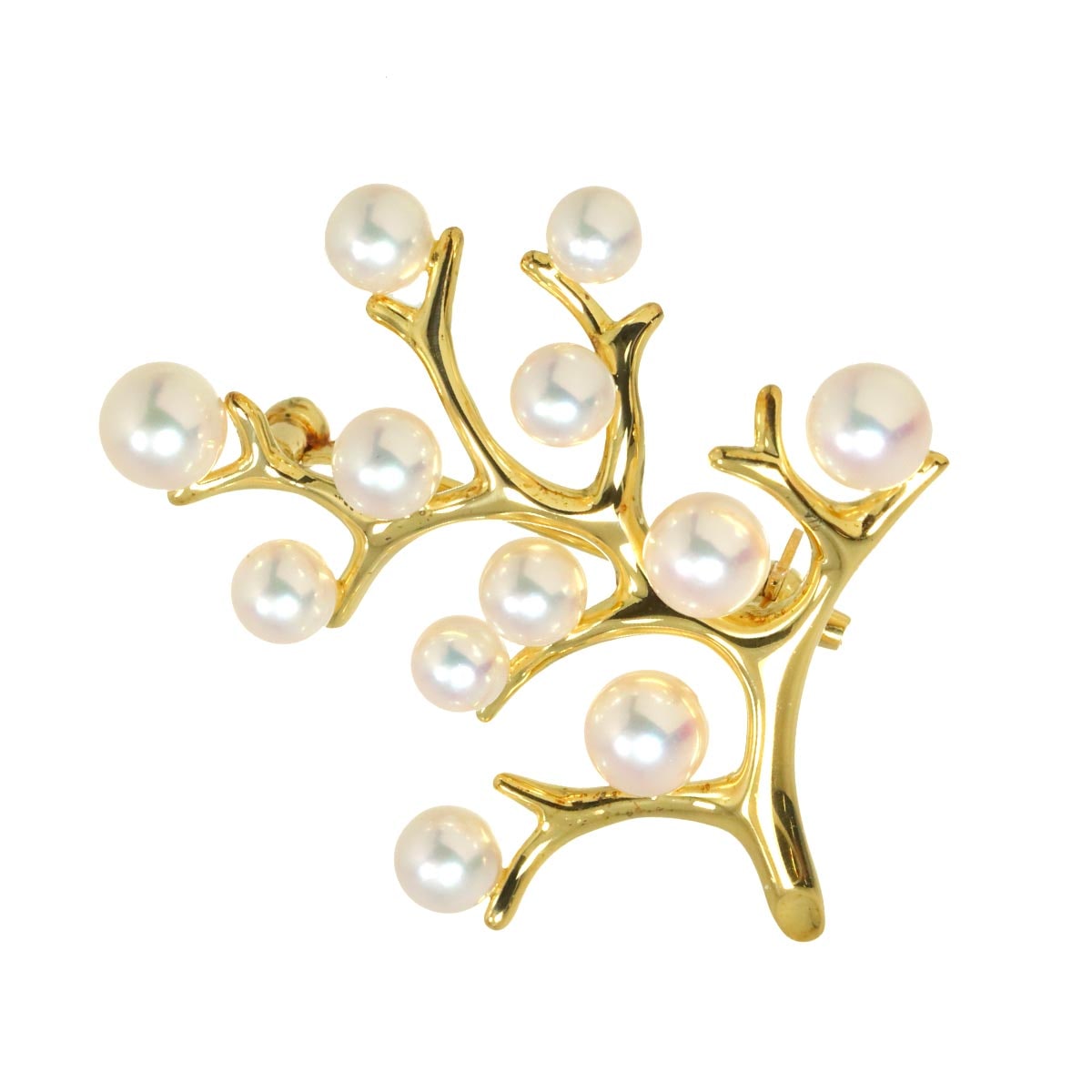 MIKIMOTO アコヤ真珠 4.9-3.8mm ブローチ K18 YG イエローゴールド 750 パール Brooch ミキモト 90297276