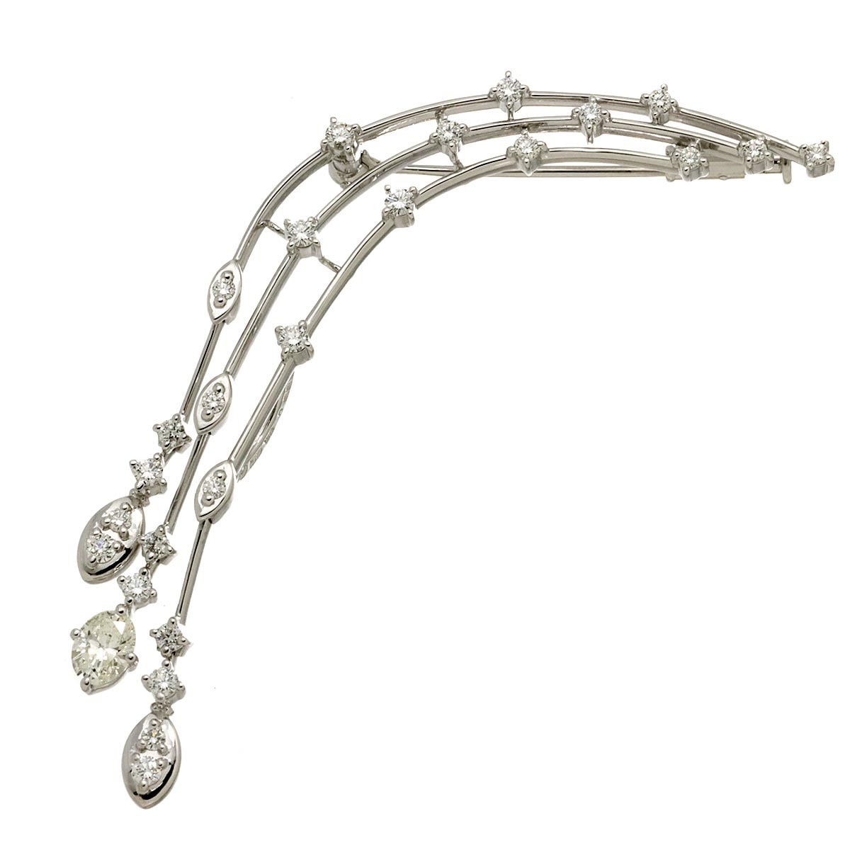 TASAKI ダイヤ 0.58ct/0.354ct ブローチ K18 WG ホワイトゴールド 750 田崎真珠 Diamond Brooch タサキ 90297854