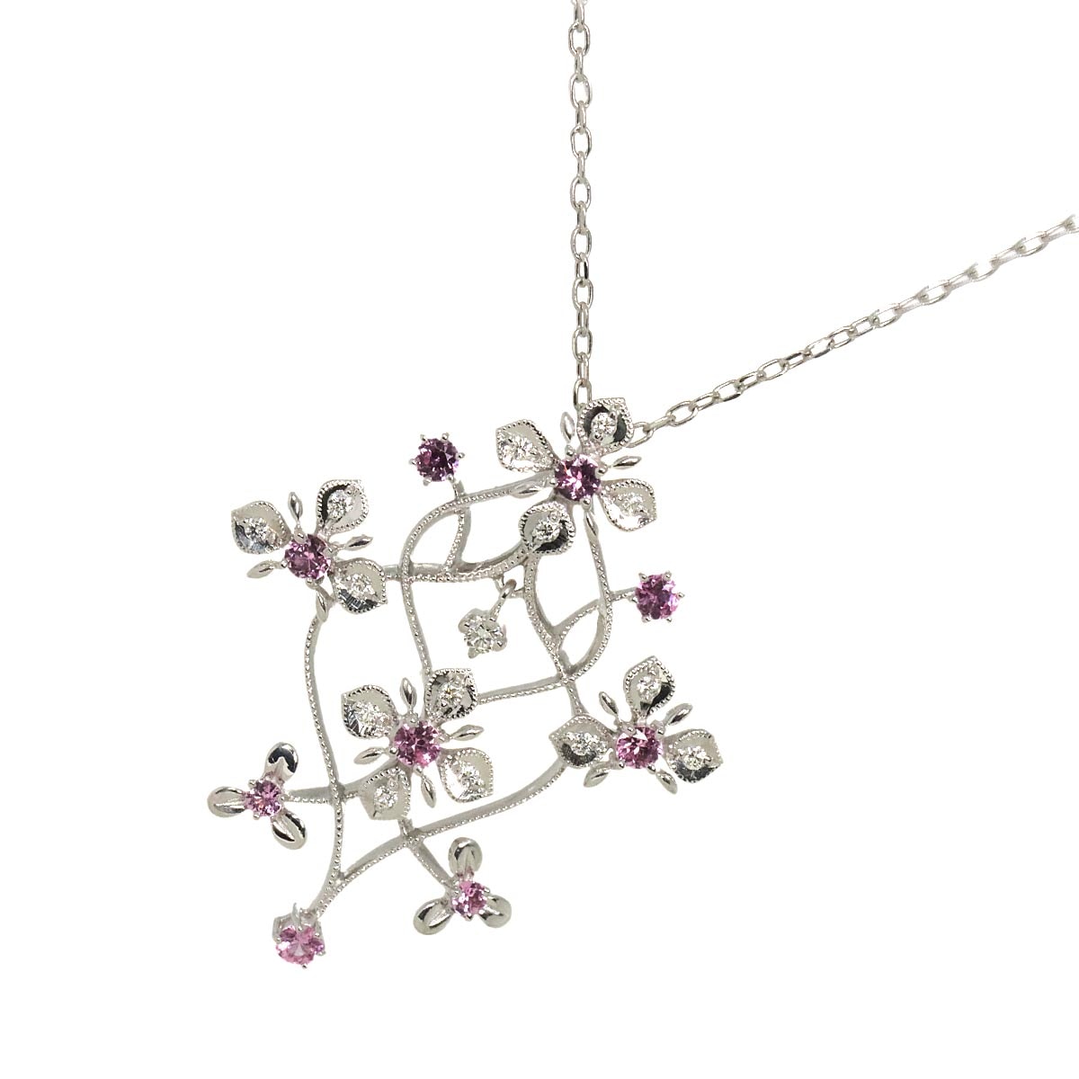 MIKIMOTO サファイヤ ダイヤ ネックレス 47.5cm K18 WG ホワイトゴールド 750 Sapphire Necklace ミキモト 90298268