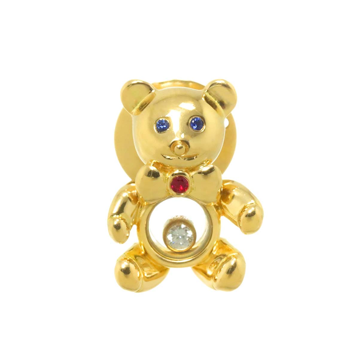 Chopard ハッピー ダイヤ サファイヤ ルビー ベア ピンブローチ K18 YG 750 Happy Diamond ショパール 90298539