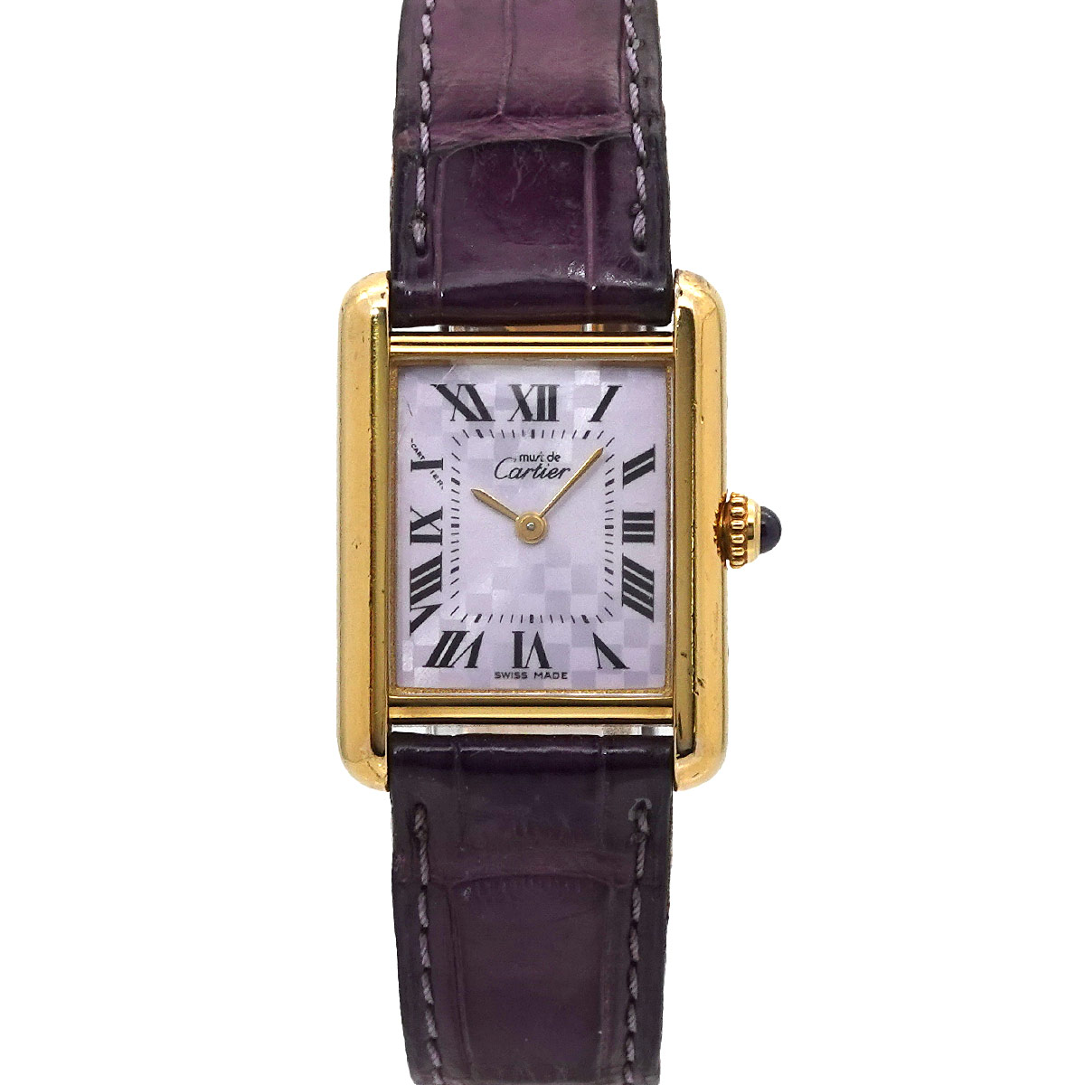 Cartier マストタンクSM ヴェルメイユ W1017554 ヴィンテージ レディース 腕時計 パープル SV925 クォーツ ウォッチ Must Tank カルティエ 90286842
