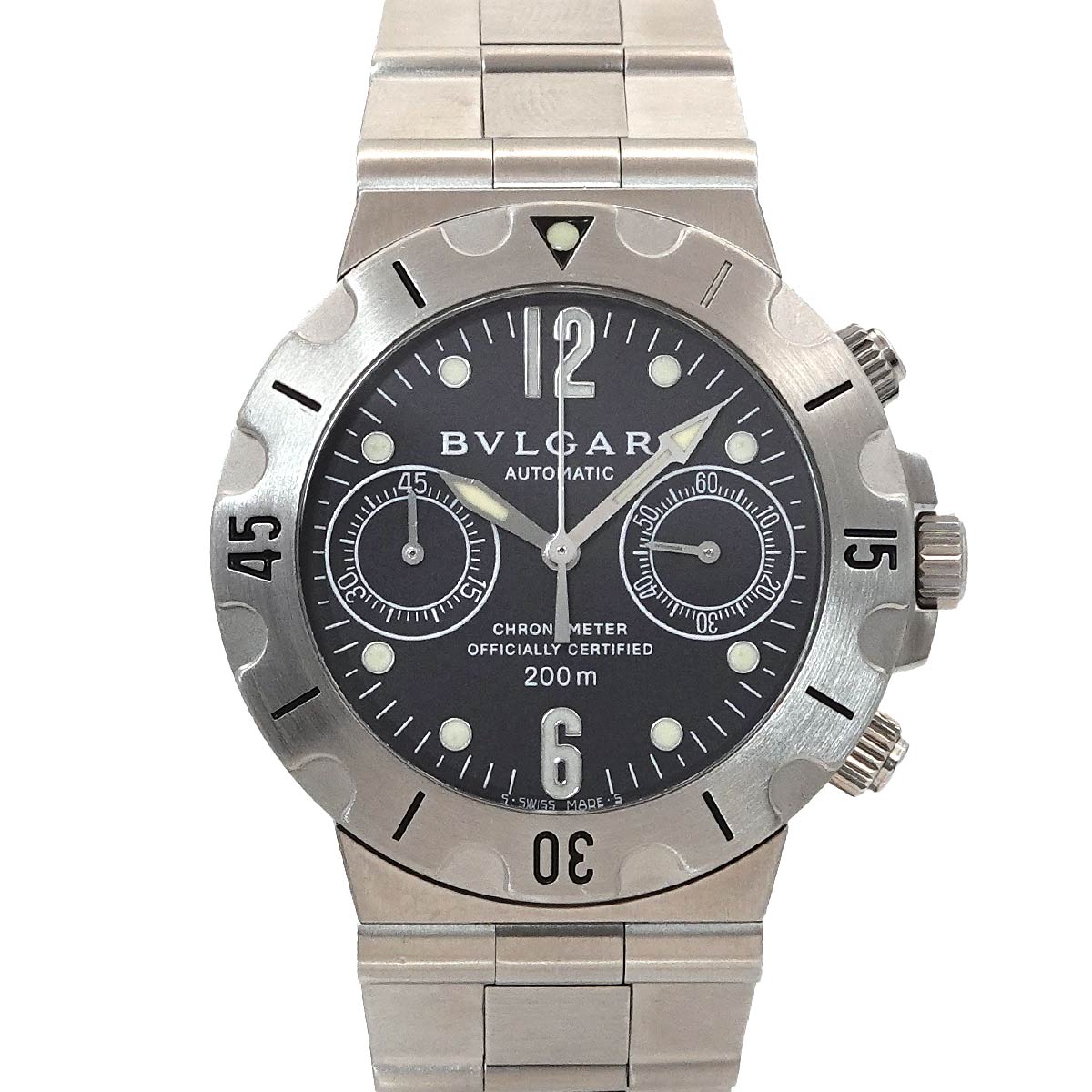 BVLGARI ディアゴノ スクーバ クロノグラフ SCB38S メンズ 腕時計 ブラック 自動巻き ウォッチ Diagono ブルガリ 90288172