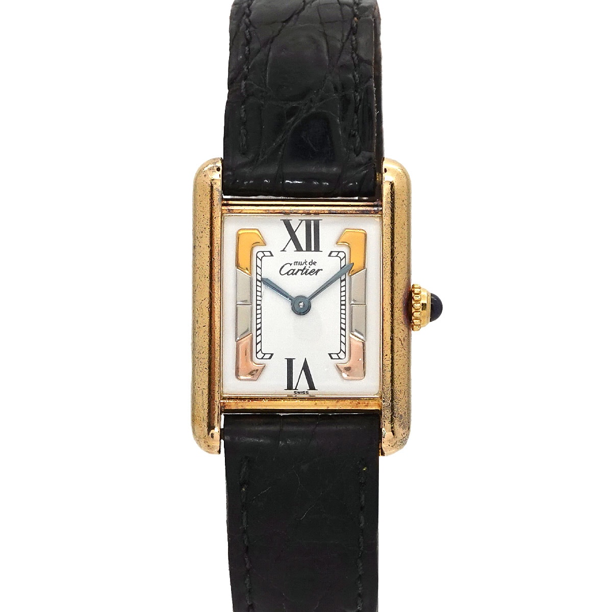 Cartier マストタンクSM ヴェルメイユ W1006354 ヴィンテージ レディース 腕時計 ホワイト SV925 クォーツ ウォッチ Must Tank カルティエ 90300523