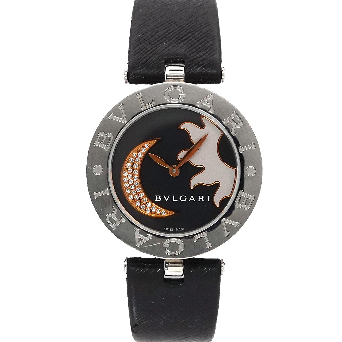 BVLGARI ビーゼロワン BZ30S レディース 腕時計 サン＆ムーン ダイヤ ブラック クォーツ ウォッチ B-Zero1 ブルガリ 90300647