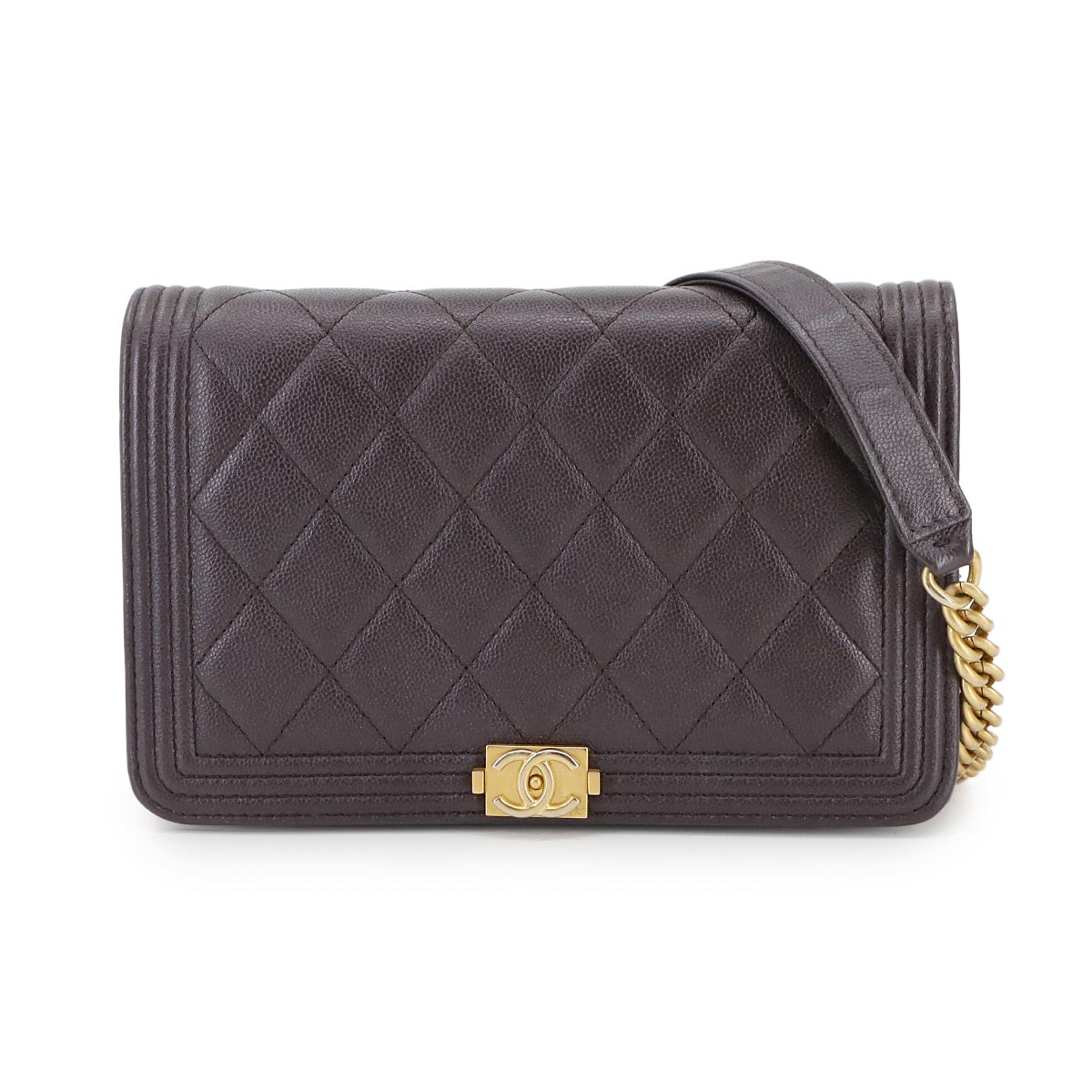 CHANEL ボーイシャネル チェーン ウォレット 長財布 キャビアスキン レザー ブラウン AP1117 ゴールド 金具 Chain Wallet シャネル 90296032