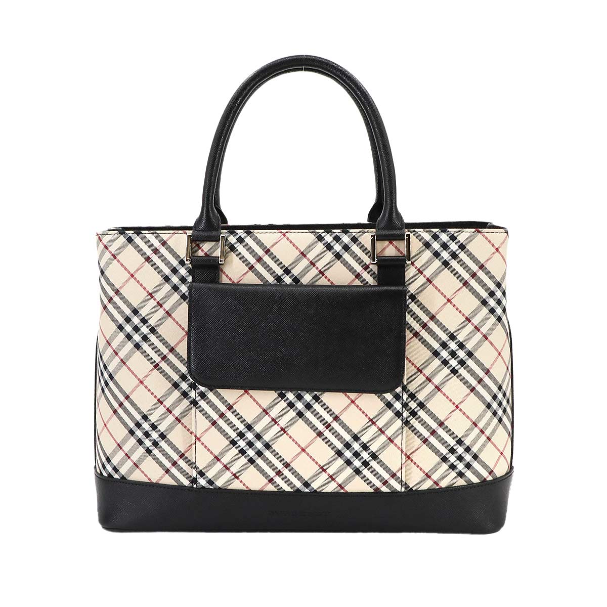 BURBERRY ノバチェック ハンド バッグ キャンバス レザー ベージュ ブラック Hand Bag バーバリー 90299649