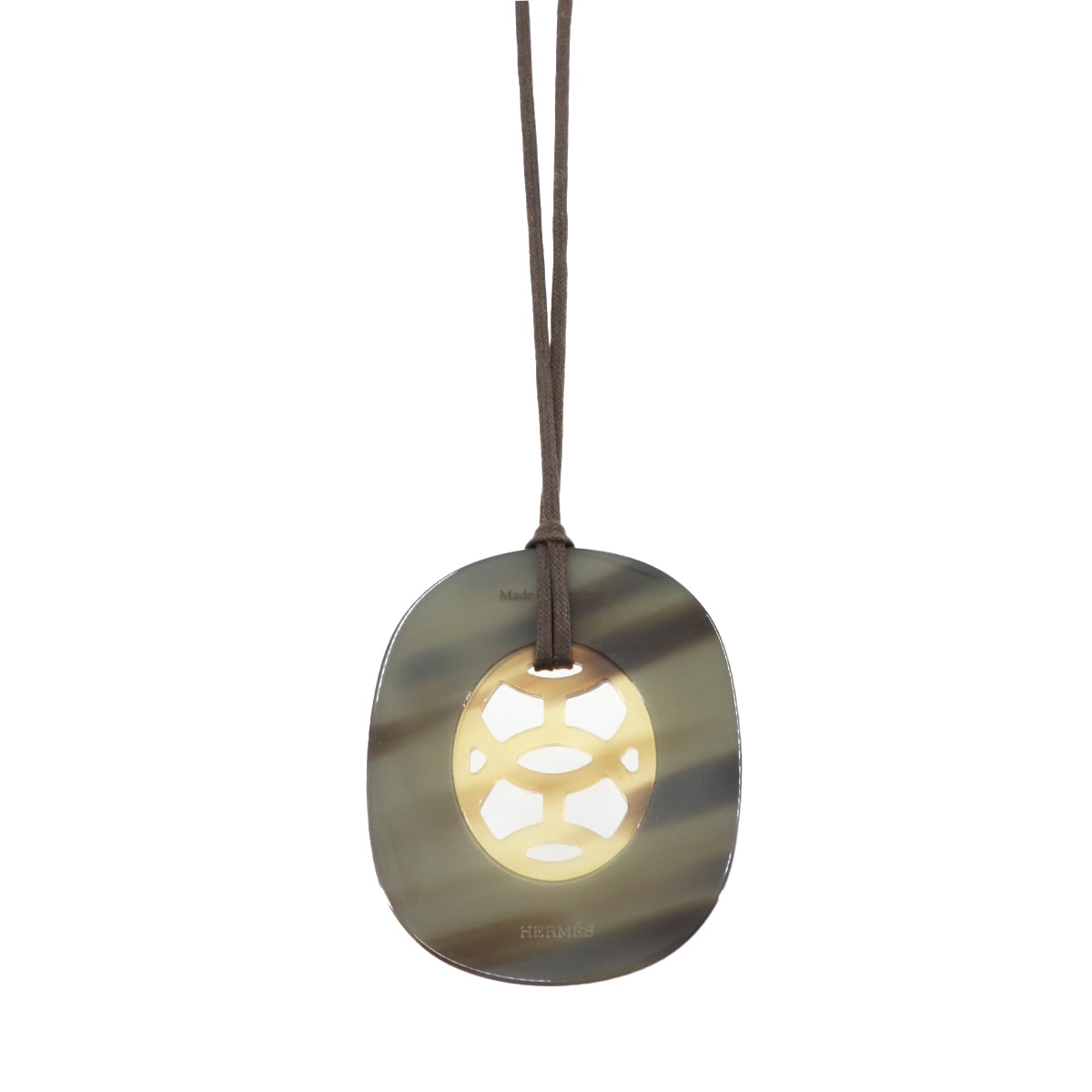 HERMES リフト GM ペンダント ネックレス バッファローホーン ブラウン系  Lift GM エルメス 90299675