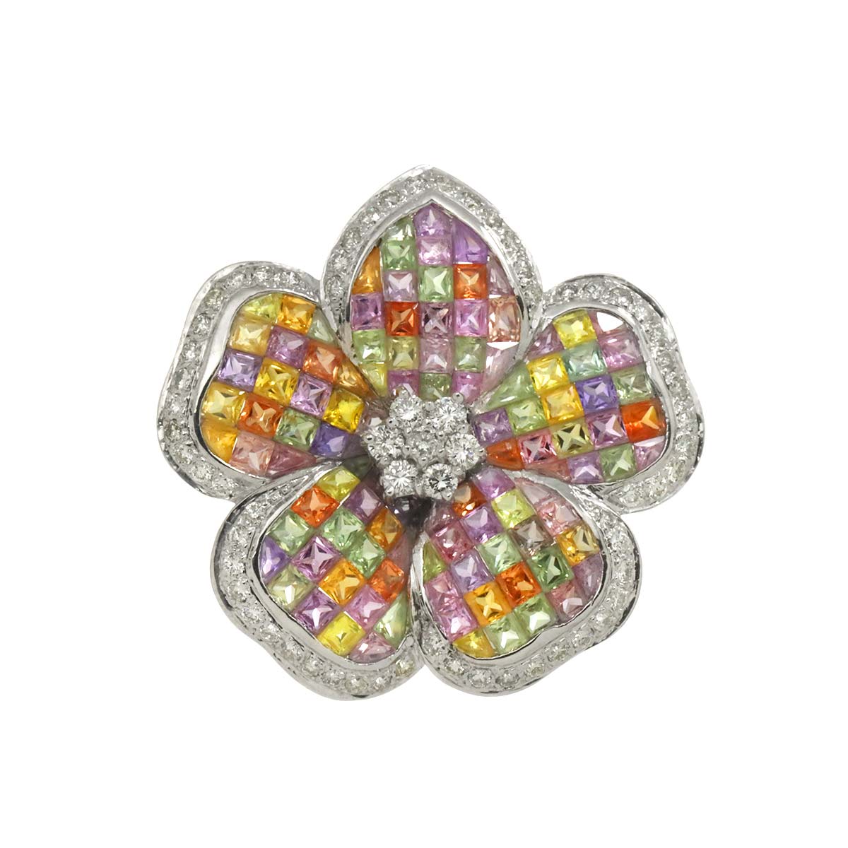 ダイヤ 0.65ct K18 PG WG ブローチ ペンダント トップ ピンク ホワイト